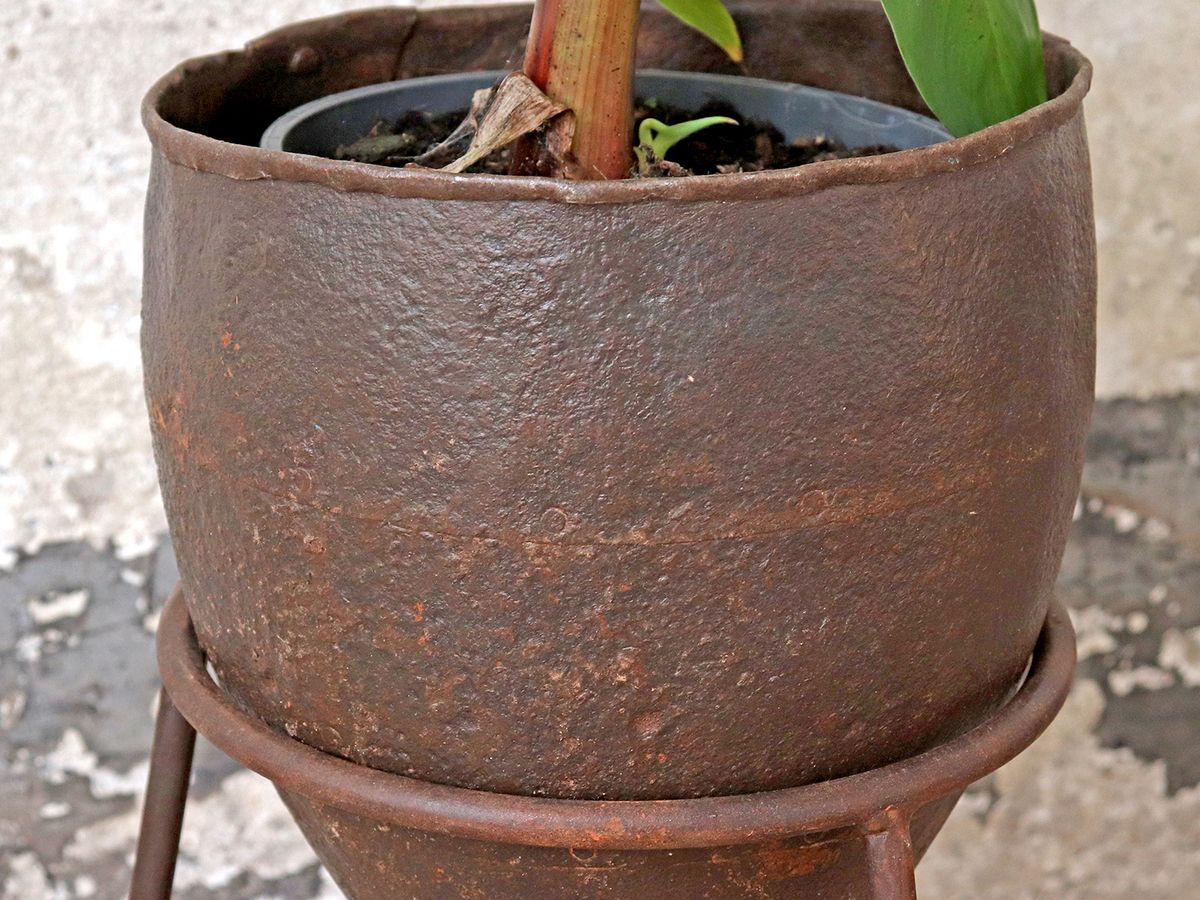 Vintage Metal Planter Small, Mid 20th Century photo for sale
