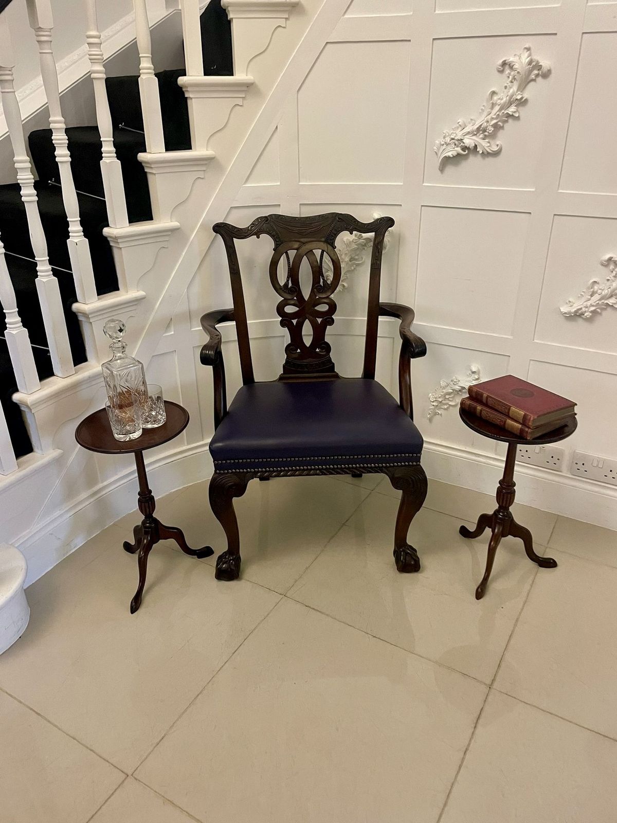Near Pair Of Antique Early 20th Century Quality Mahogany Inlaid Side Tables photo furniture
