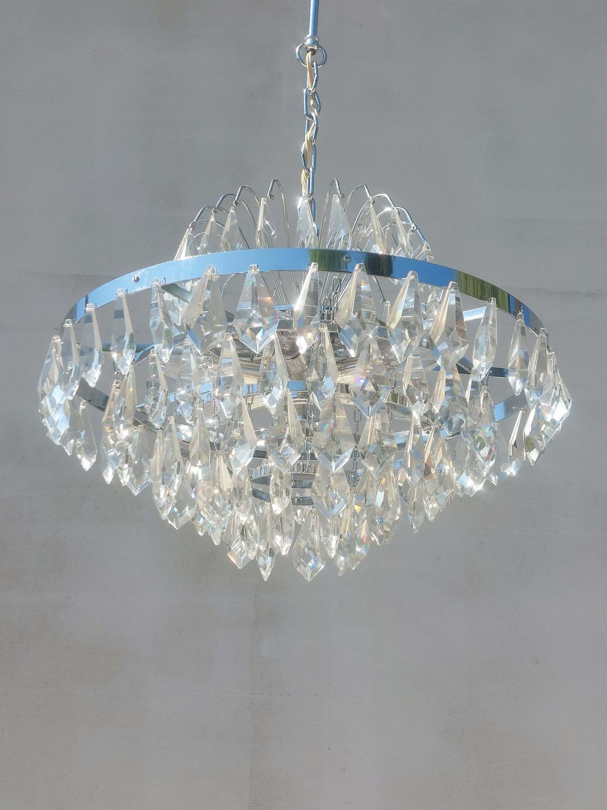 photo furniture Large Vintage Crystal Chandelier / Richly Decorated Crystal Chandelier / Mcm Crystal Chandelier / Mcm Interior / Mcm Home / 1970's