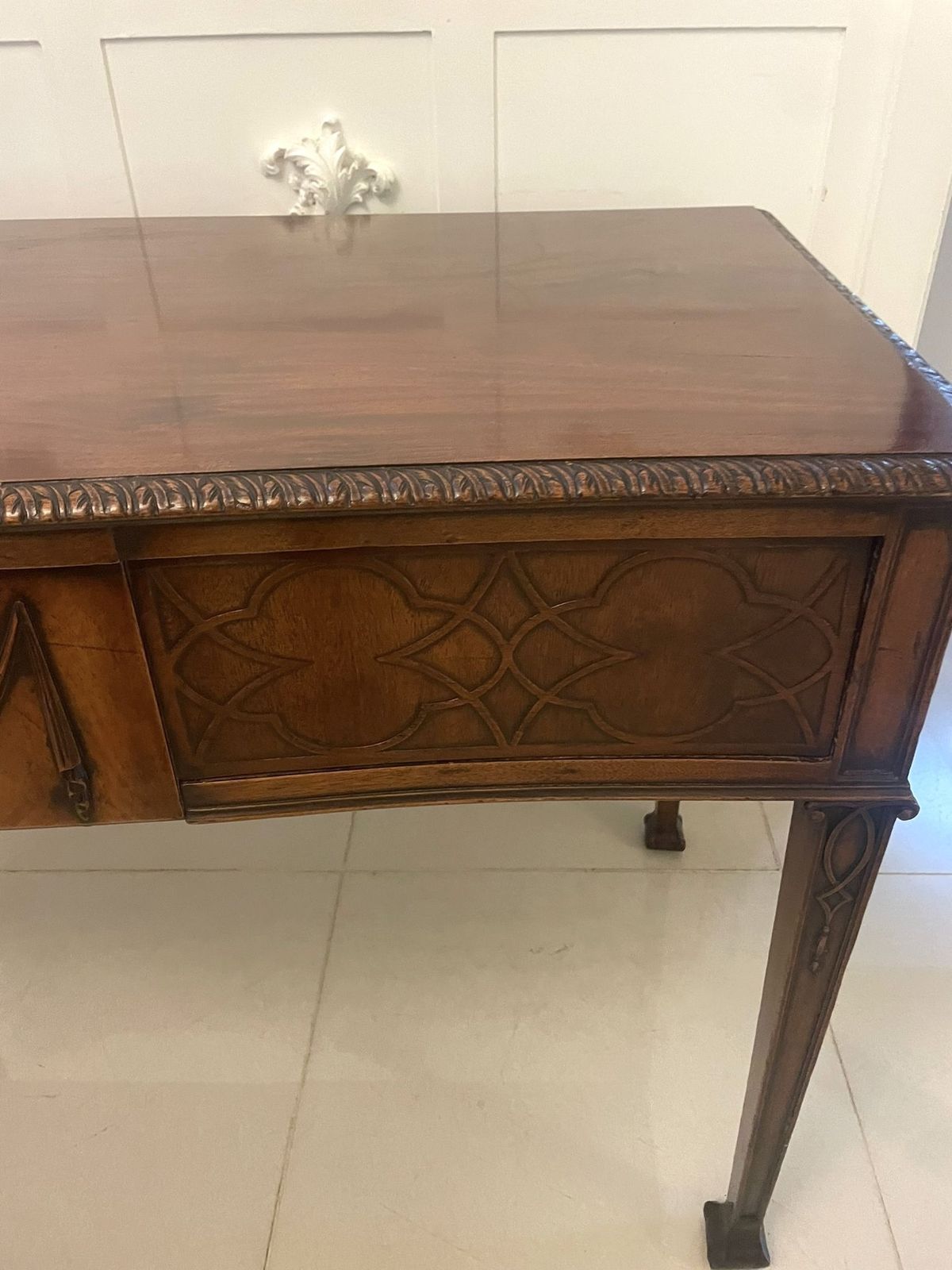 Antique 19th Century Quality Carved Figured Mahogany Serving Table photo for sale
