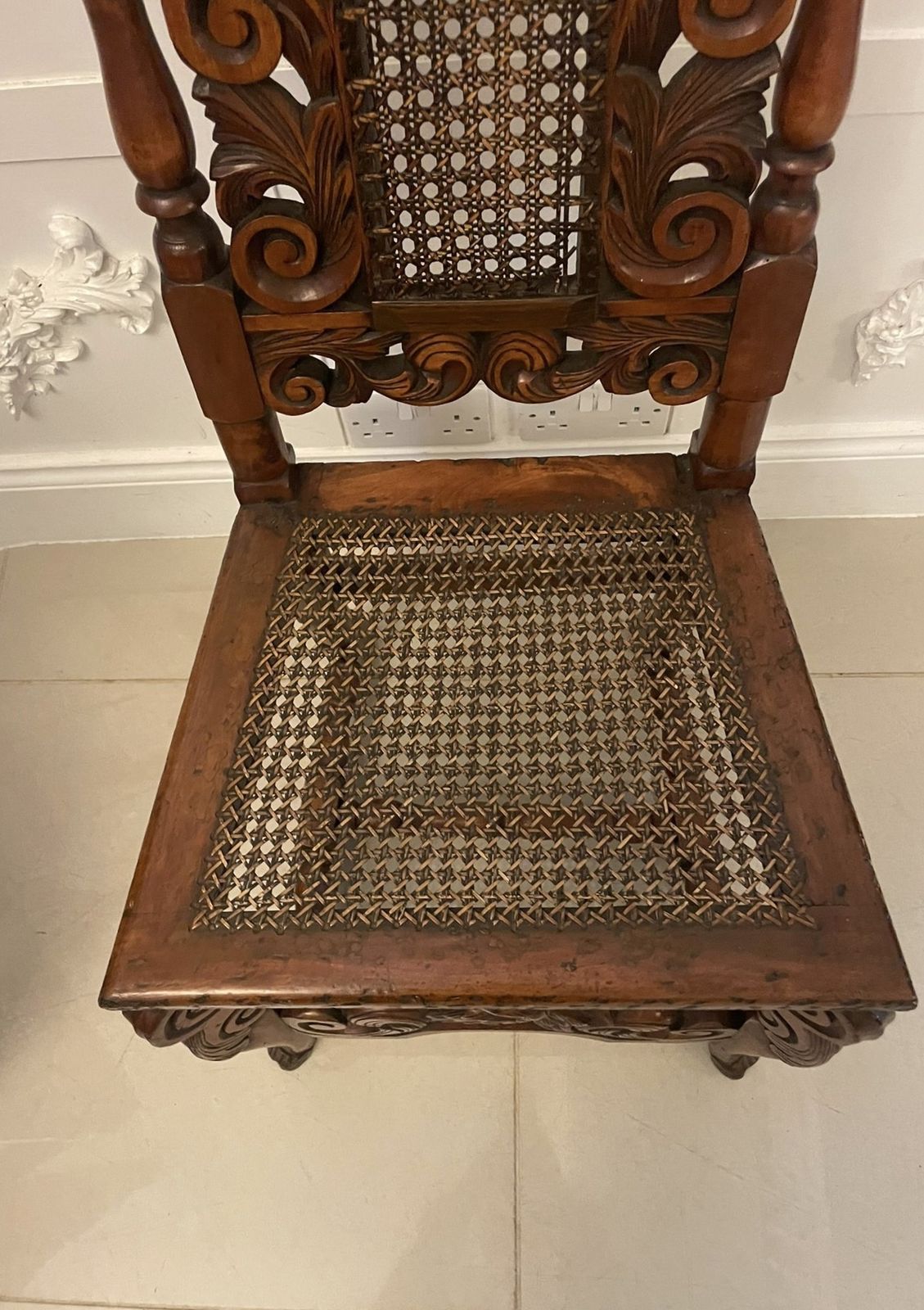 Set Of 4 Antique 19th Century Quality Carved Walnut Dining Chairs photo Furniture