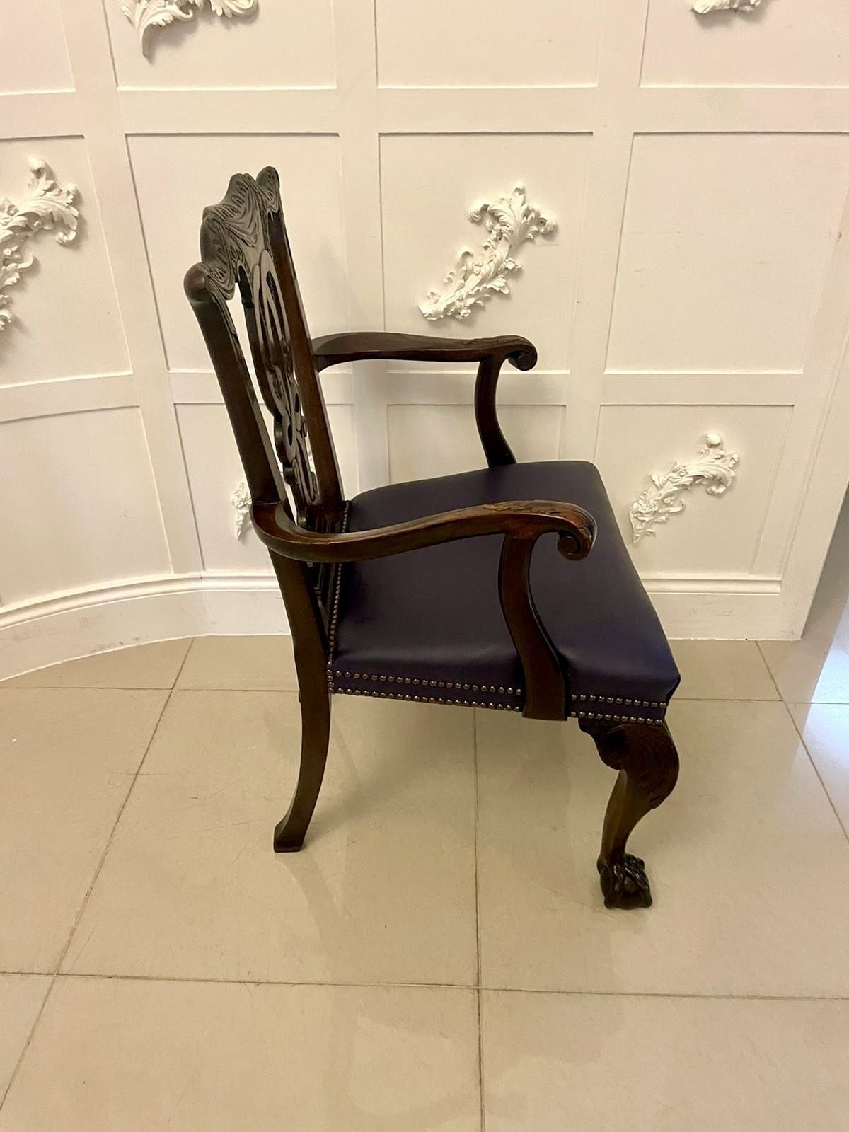 Outstanding Quality Set Of 8 Antique 19th Century Carved Mahogany Dining Chairs photo for sale