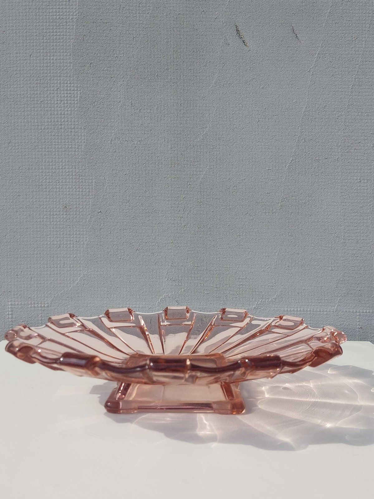 Vintage Serving Plate / Art Deco / Art Deco Serving Plate / Pink Glass Serving Plate / Europe / 1950's photo furniture