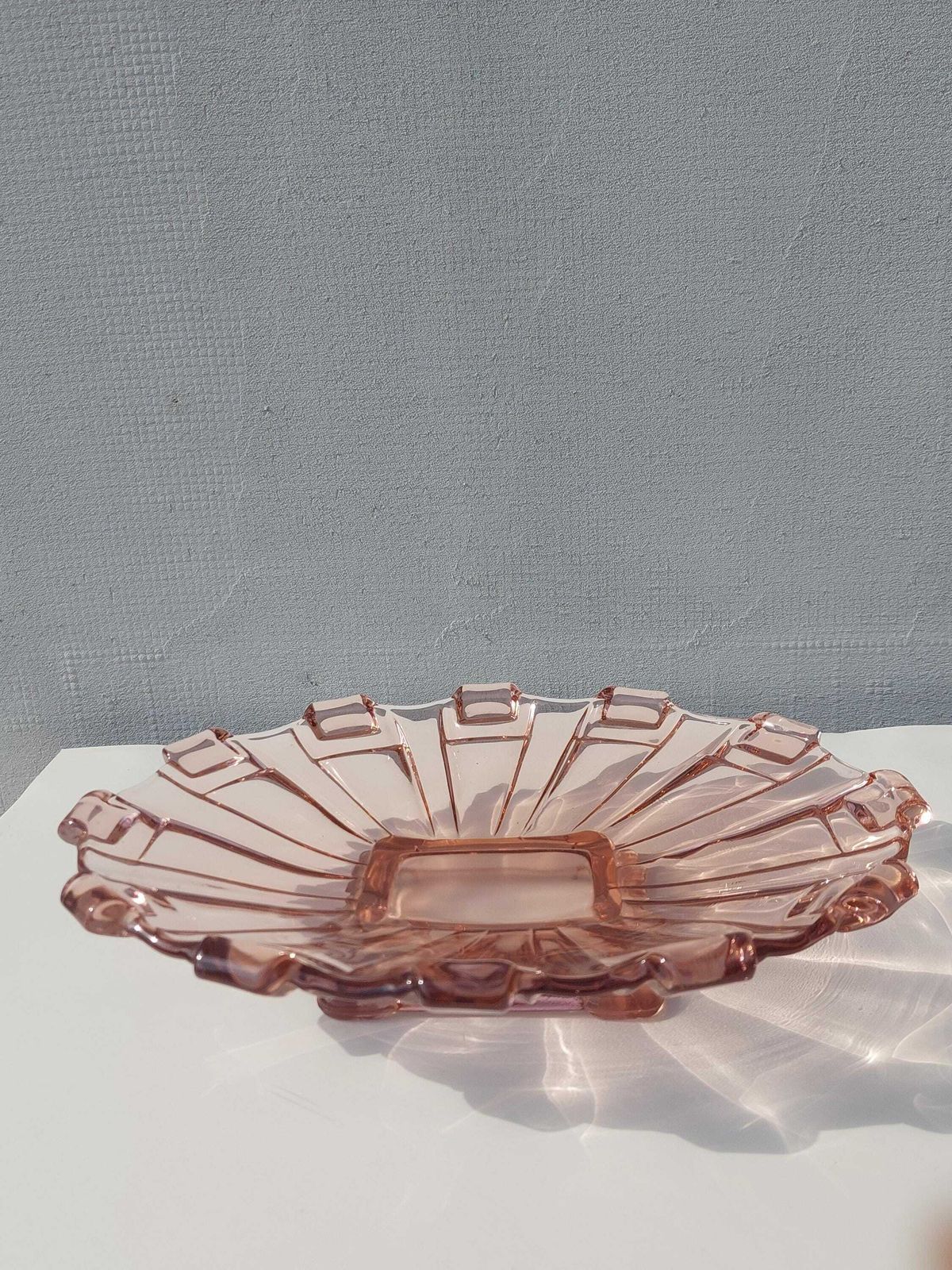 Vintage Serving Plate / Art Deco / Art Deco Serving Plate / Pink Glass Serving Plate / Europe / 1950's photo 152.0