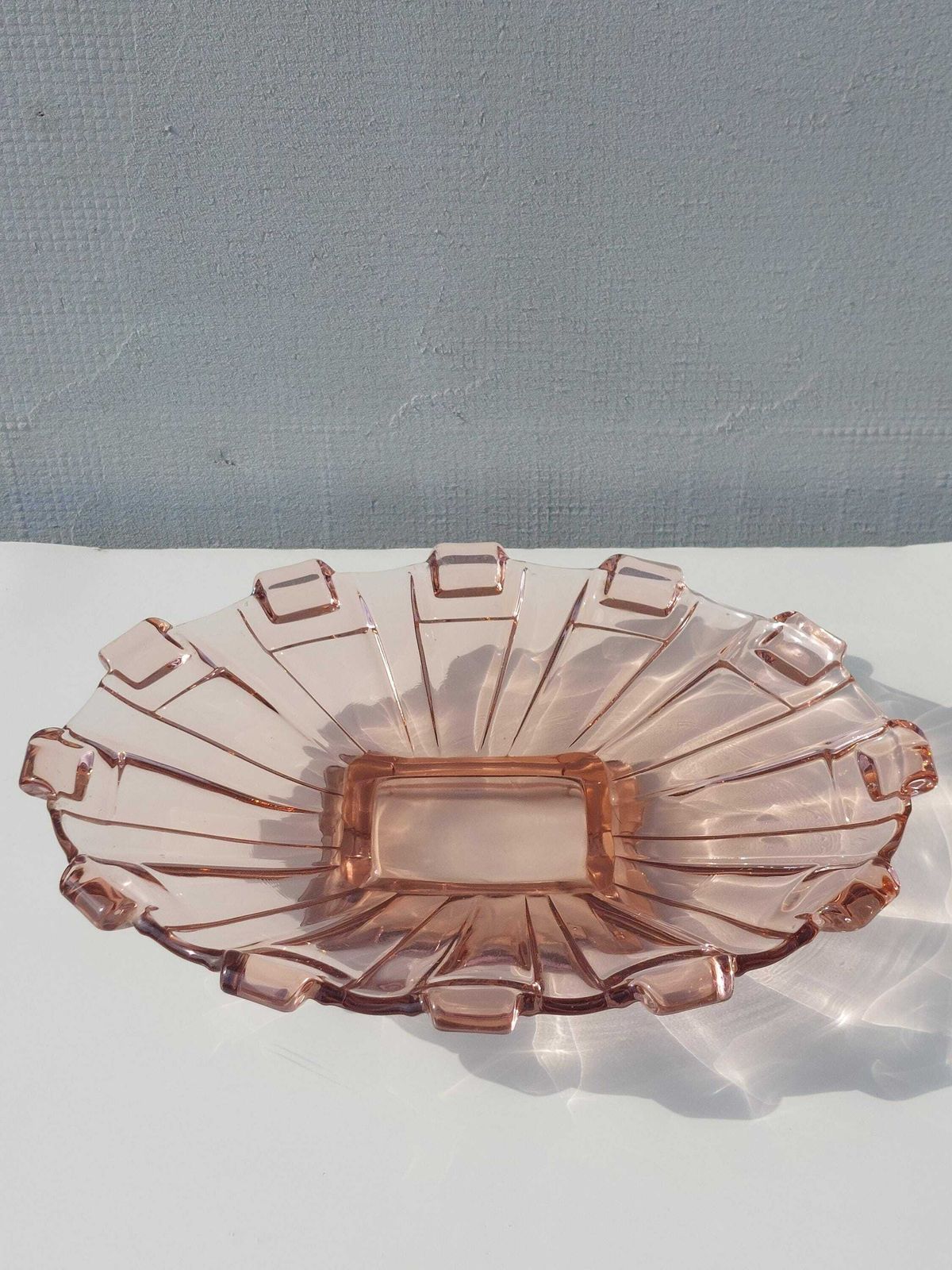 Vintage Serving Plate / Art Deco / Art Deco Serving Plate / Pink Glass Serving Plate / Europe / 1950's photo vintage