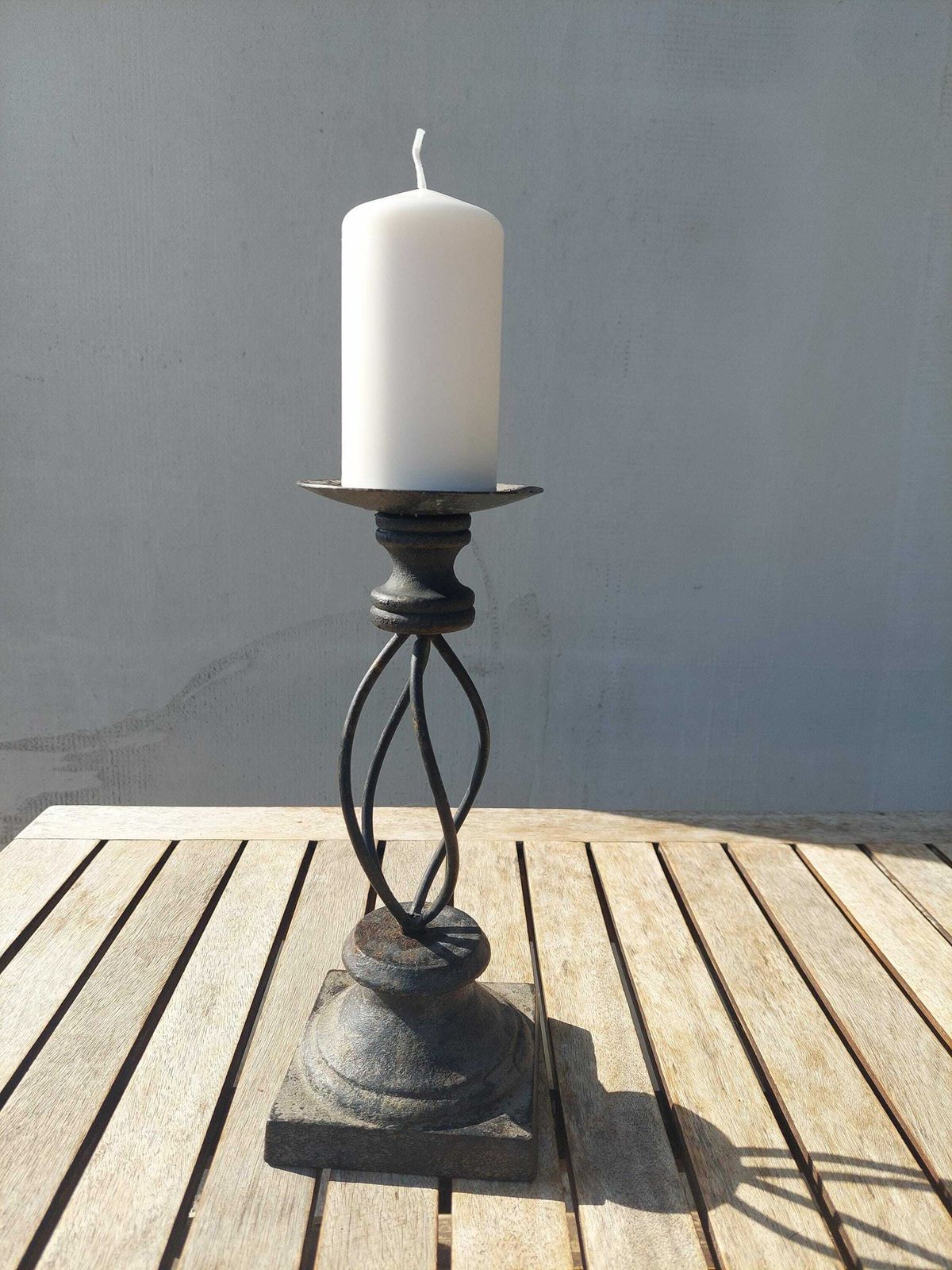 Vintage Iron Candle Holder / Vintage Iron Candlestick / Industrial Style / Mid Century Cande Holder / Industrial Candlestick / Italy / 80's photo for sale
