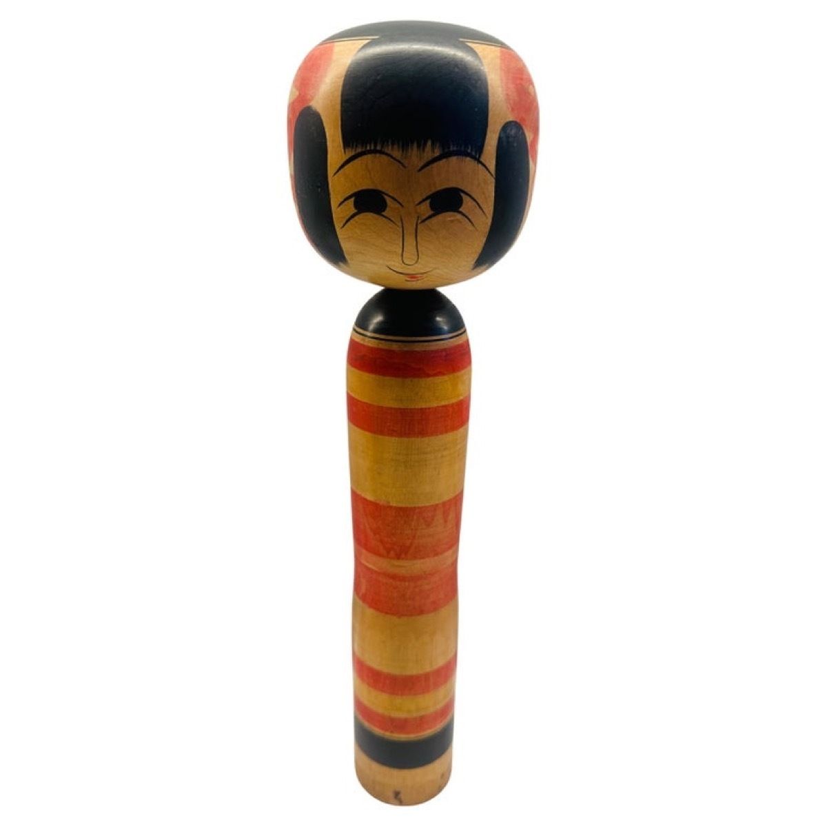 Vintage Striped Japanese Traditional Kokeshi Doll   Yajirou Kei