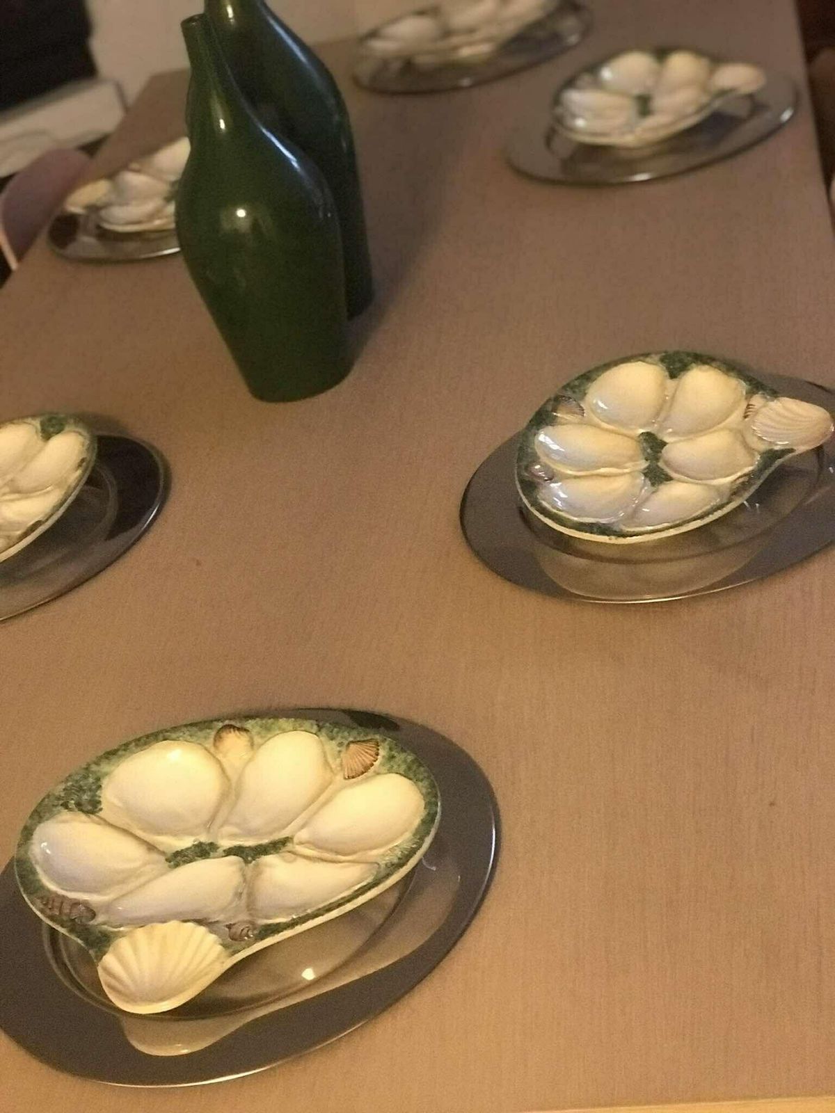 Chargers Metal Set 6 Under Plates Mid Century Italian Gift Wedding Dinner Sous Plat Set Octogonal Brandani Formal Dinner Holyday Table photo vintage