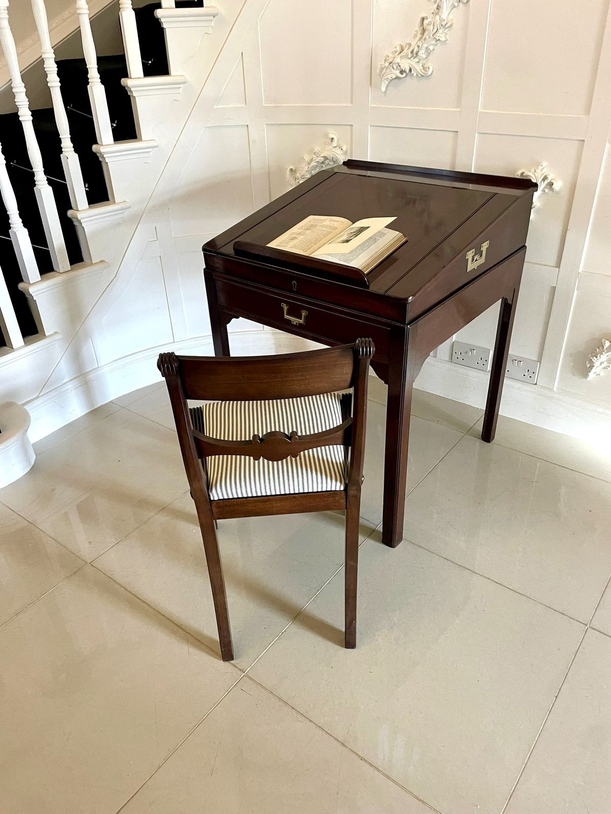 Unusual Antique 19th Century Quality Mahogany Writing Desk photo for sale