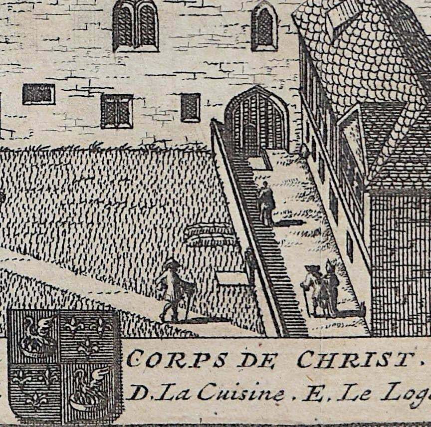 Pieter Van Der Aa, Corpus Christi, Cambridge Engraving Pieter Van Der Aa After David Loggan 1727 photo furniture