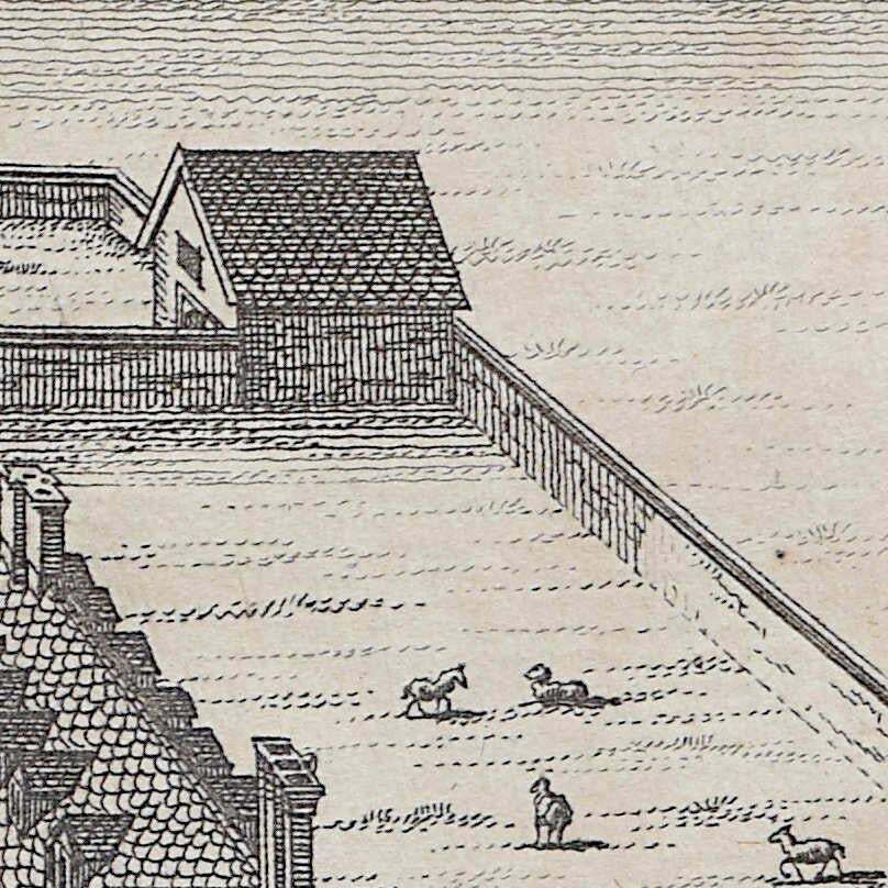 Pieter Van Der Aa, Corpus Christi, Cambridge Engraving Pieter Van Der Aa After David Loggan 1727 photo Art