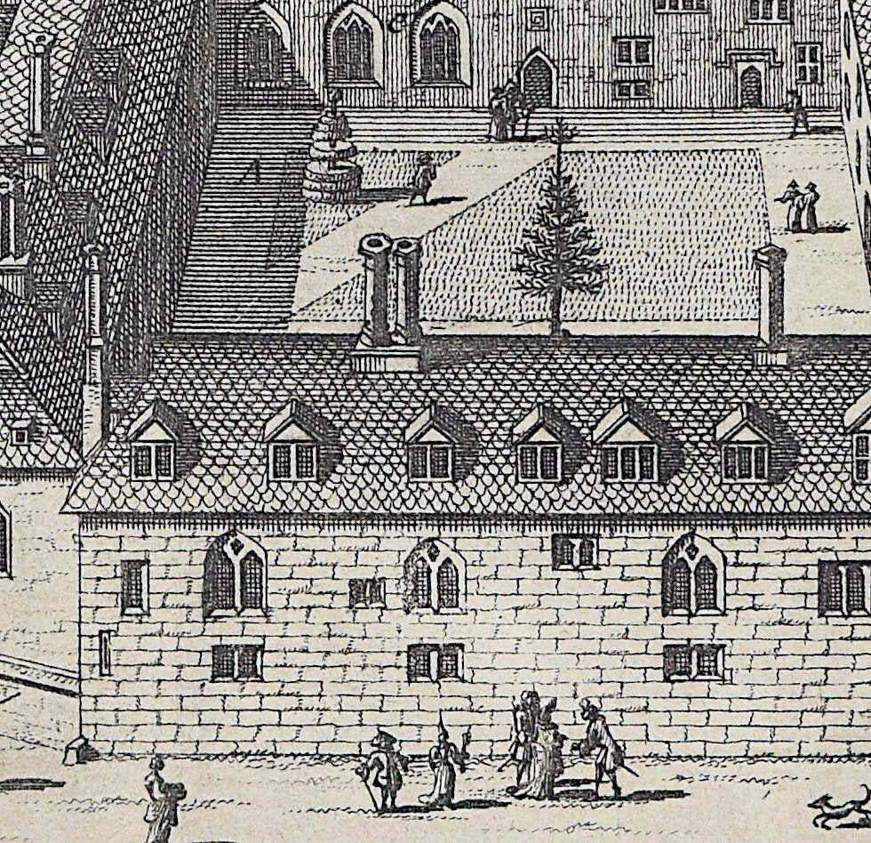 Pieter Van Der Aa, Trinity College, Cambridge Engraving Pieter Van Der Aa After David Loggan, 1727, I photo for sale