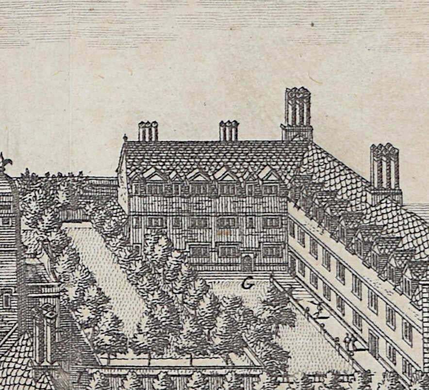 Pieter Van Der Aa, Gonville & Caius, Cambridge Engraving Pieter Van Der Aa After David Loggan 1727 photo for sale