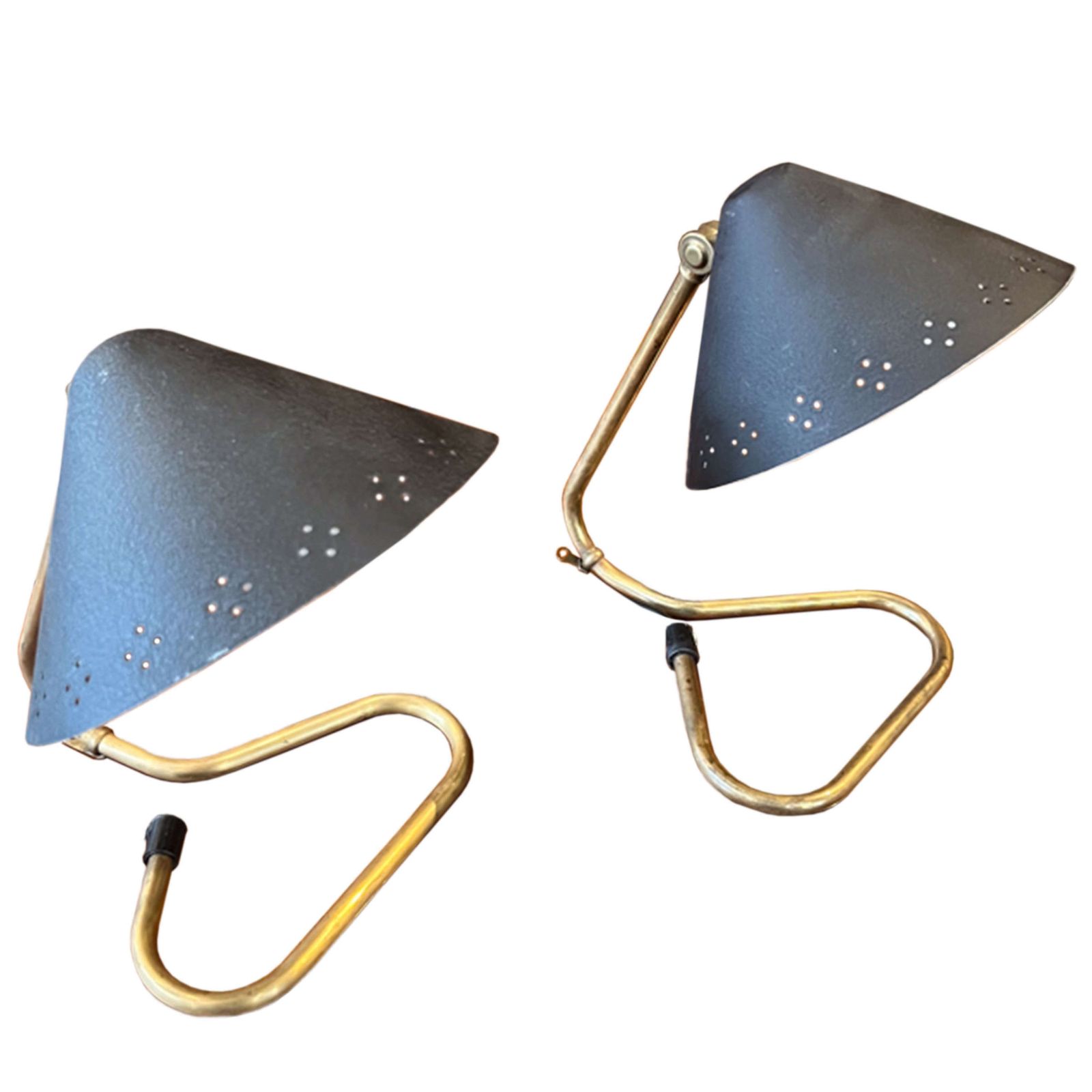 Pair Of Midcentury Table Lamps With Black Pierced Shades By Erik Wärnå photo 2090.0
