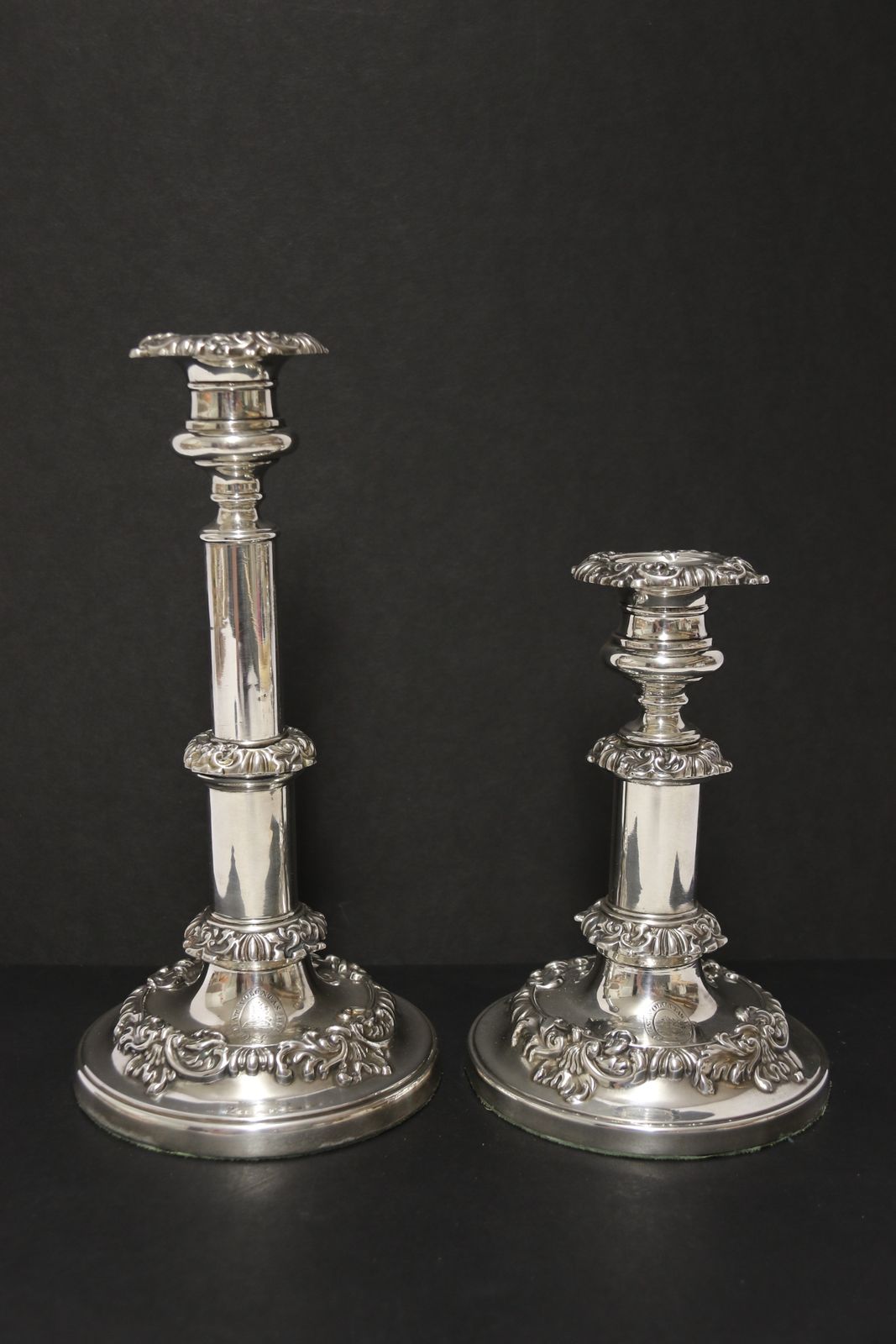 A Rare Pair Of English George III Silver Telescopic Candlesticks, Sheffield 1816. photo furniture