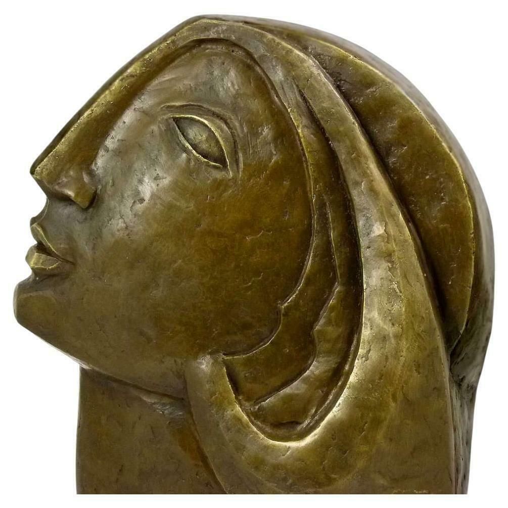 Sculpture Of A Woman's Head In Patinated Bronze After Picasso, 21st Century. photo furniture