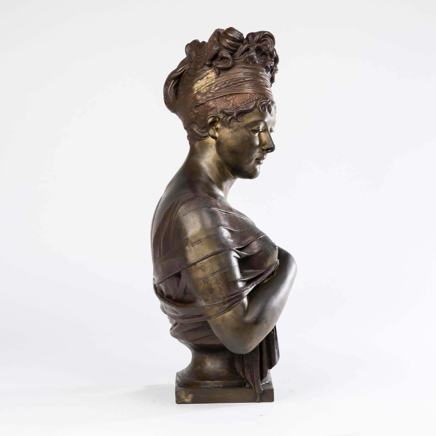 Sculpture Of The Bust Of Madame Récamier, Patinated Bronze, Napoleon III Period. photo 6664.0