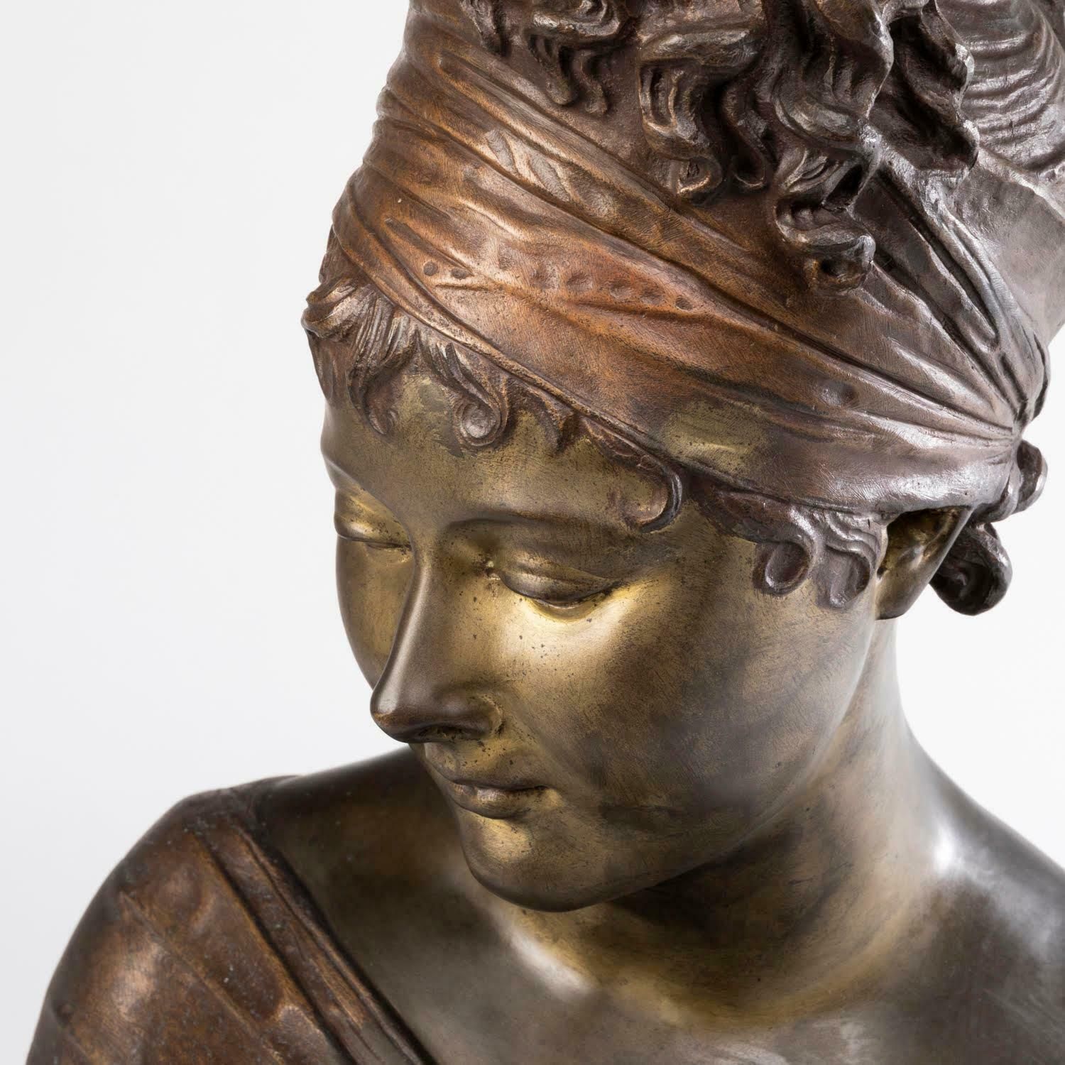 Sculpture Of The Bust Of Madame Récamier, Patinated Bronze, Napoleon III Period. photo buy