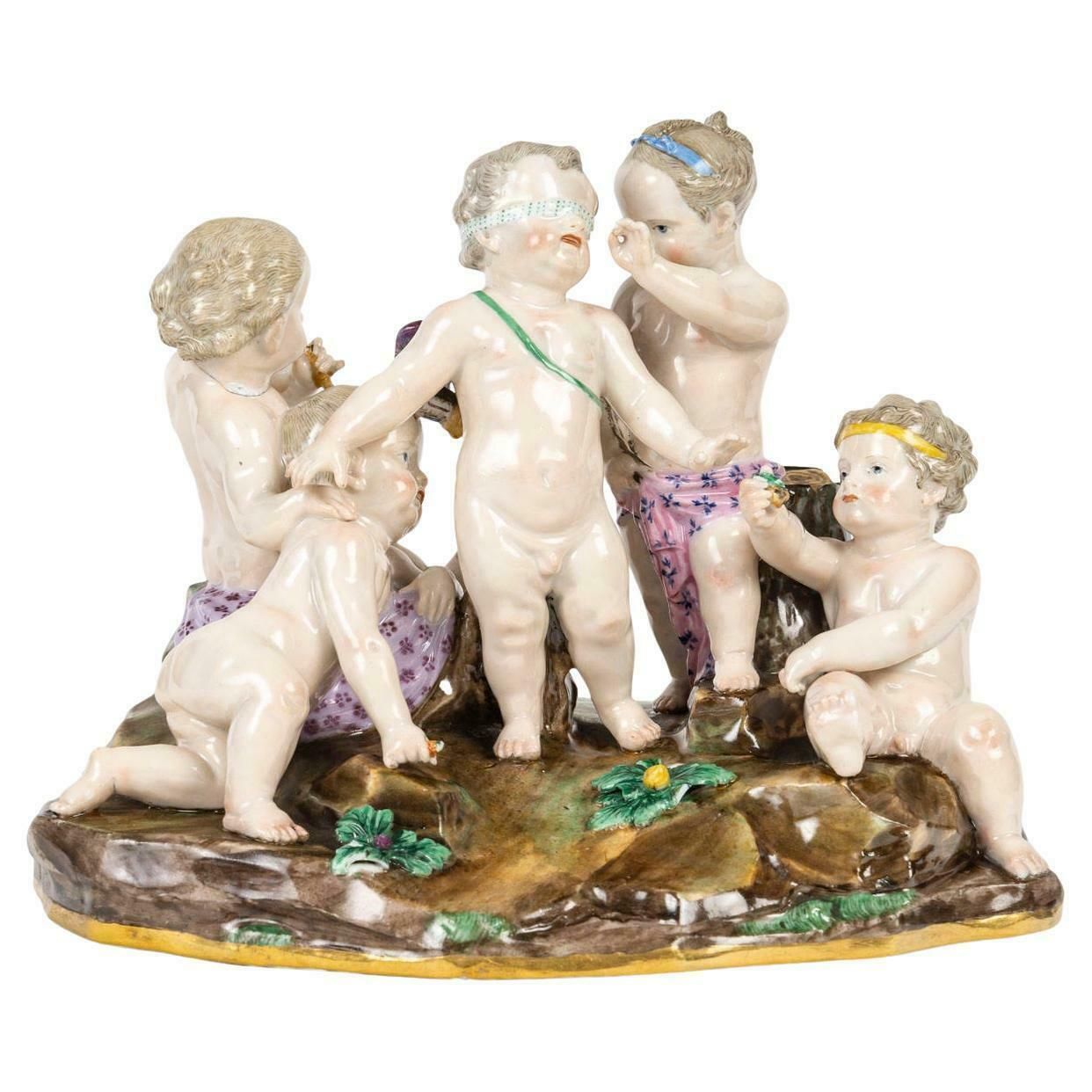 Sculpture, Group In Meissen Porcelain, 19th Century, Napoleon III Period.