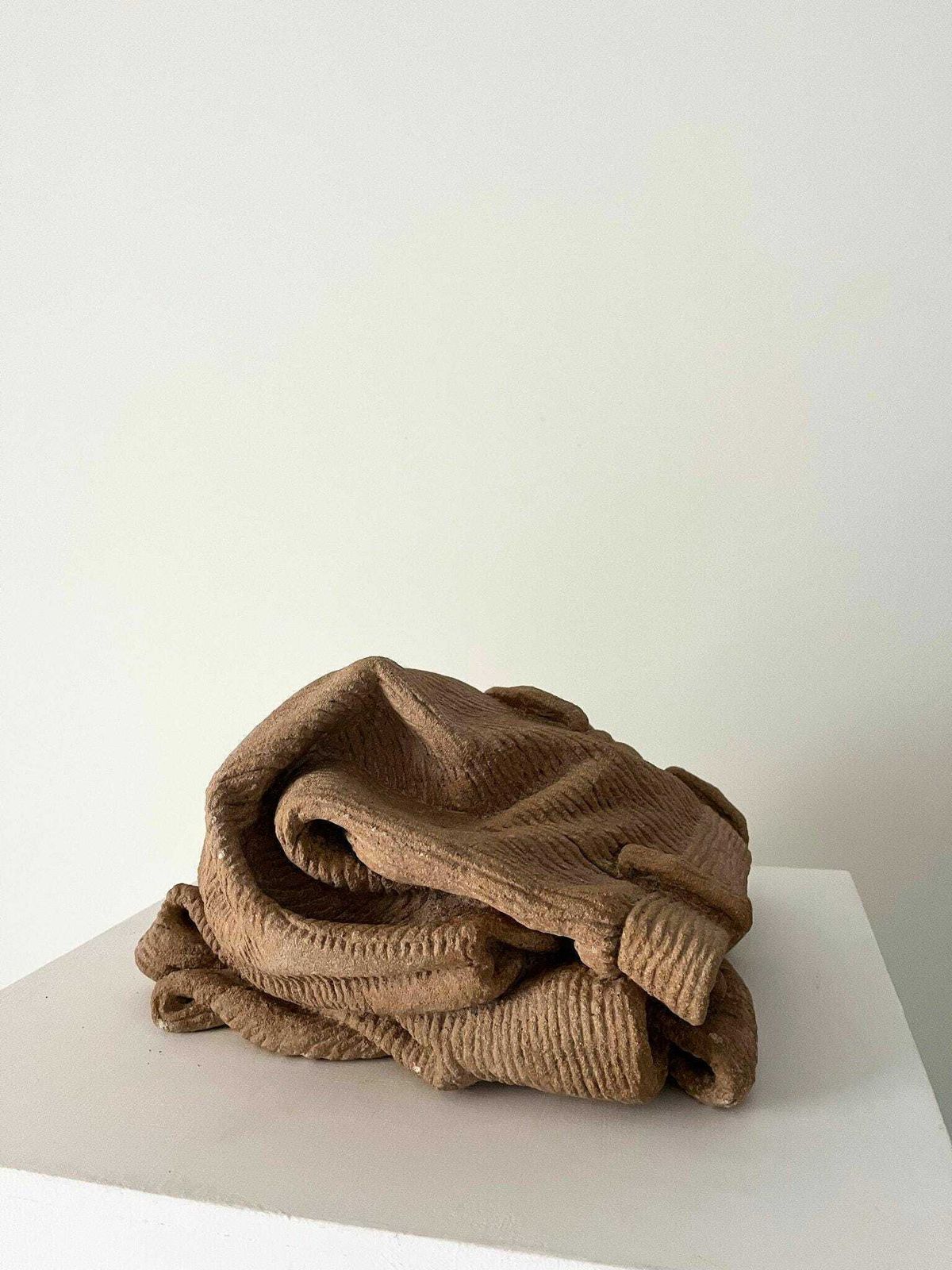 Hand Carved Contemporary Stone Sculpture Of A Pair Of Folded Trousers, Bedroom, Dressing Room Decoration