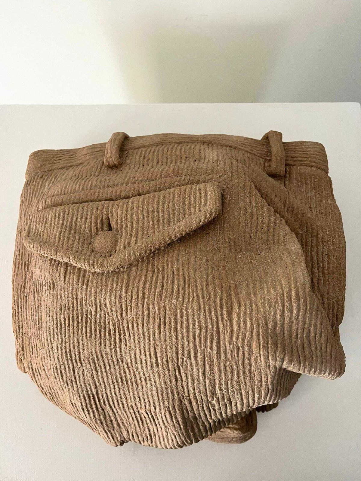 Hand Carved Contemporary Stone Sculpture Of A Pair Of Folded Trousers, Bedroom, Dressing Room Decoration photo for sale