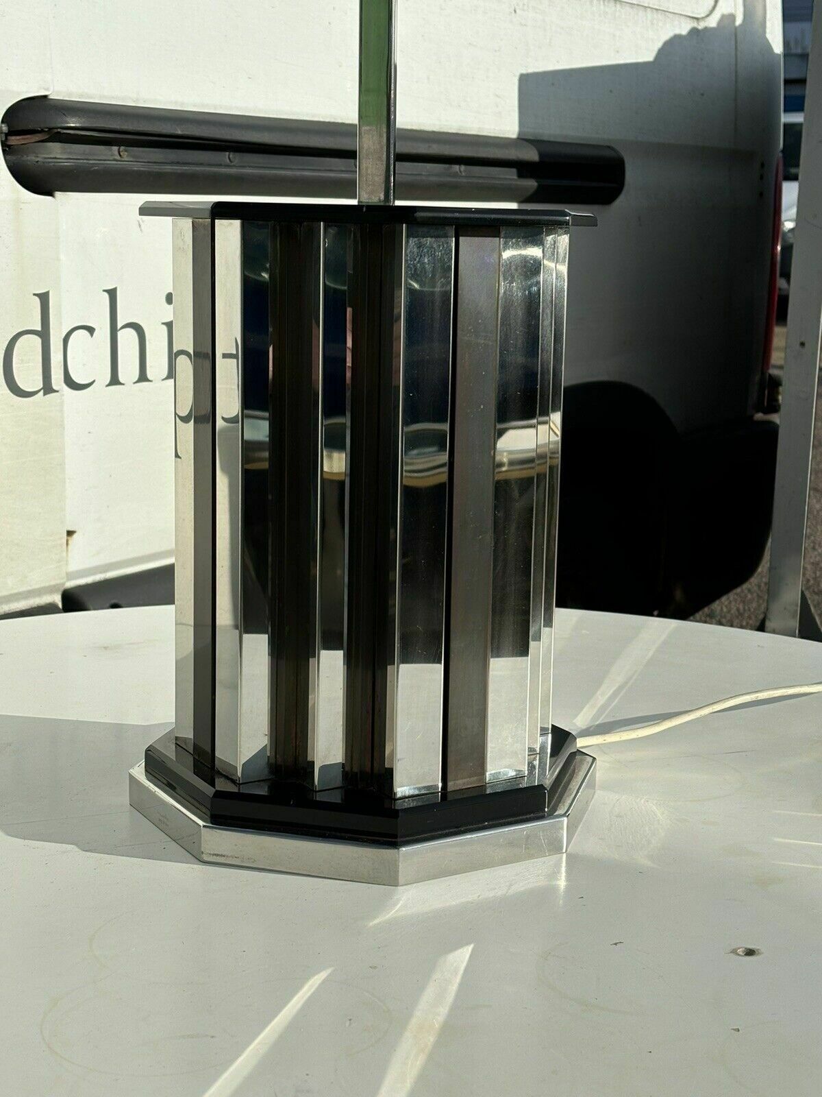 photo vinterior Mid Century Italian Chrome Lamp By Romeo Rega, 1970's