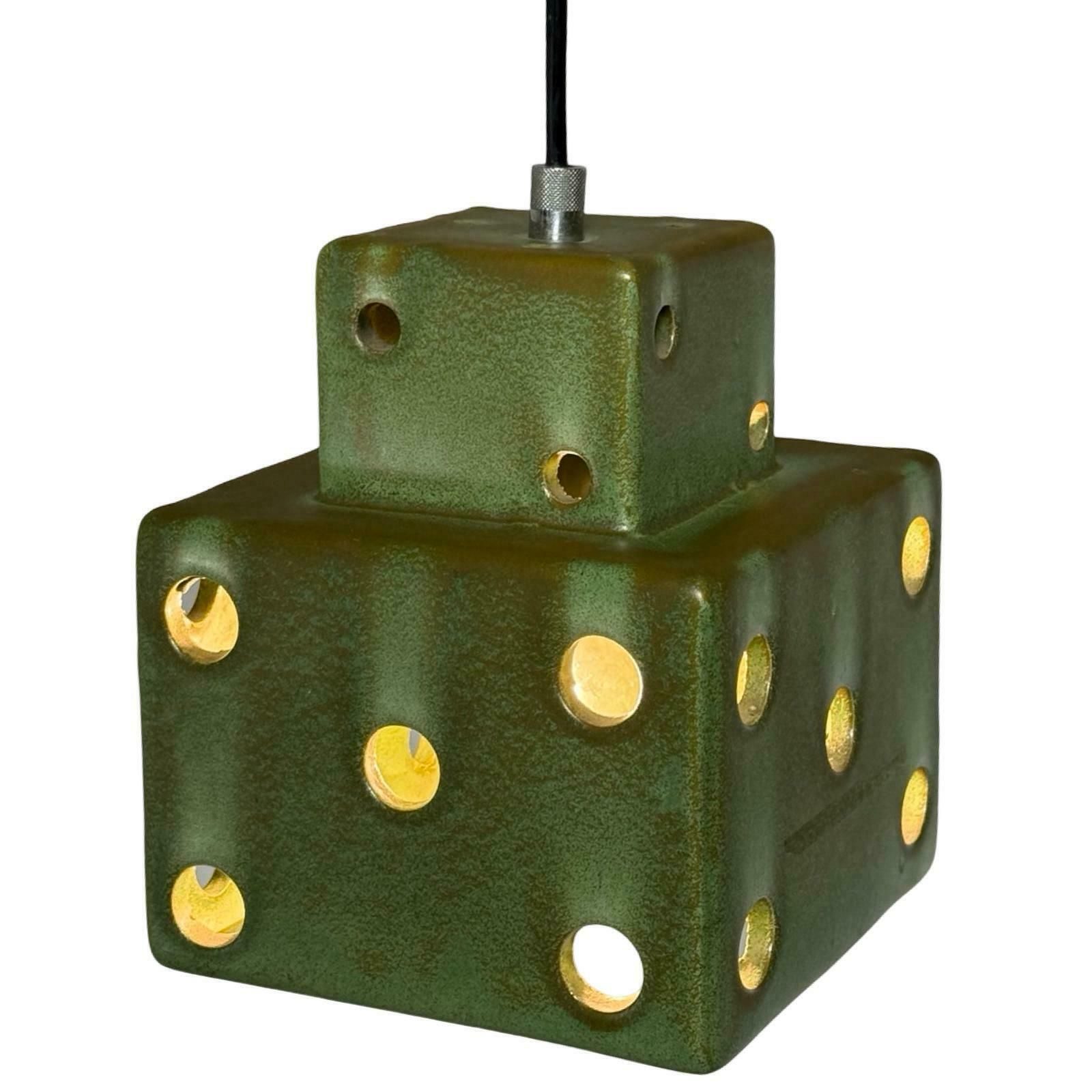 Vintage 70's Hanging Pendant   Ceramic   Dice Shaped   Including Canopy photo furniture
