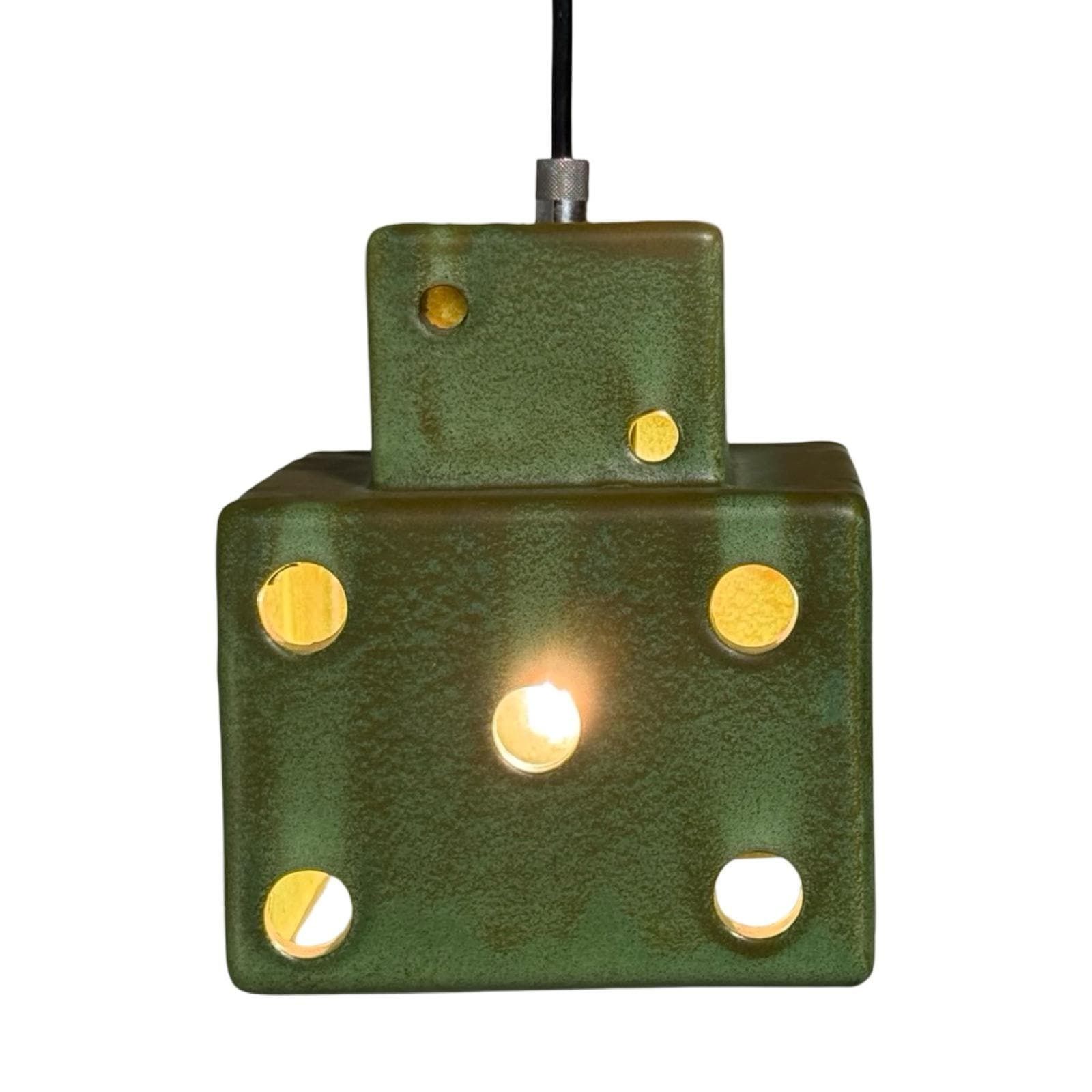 Vintage 70's Hanging Pendant   Ceramic   Dice Shaped   Including Canopy photo for sale