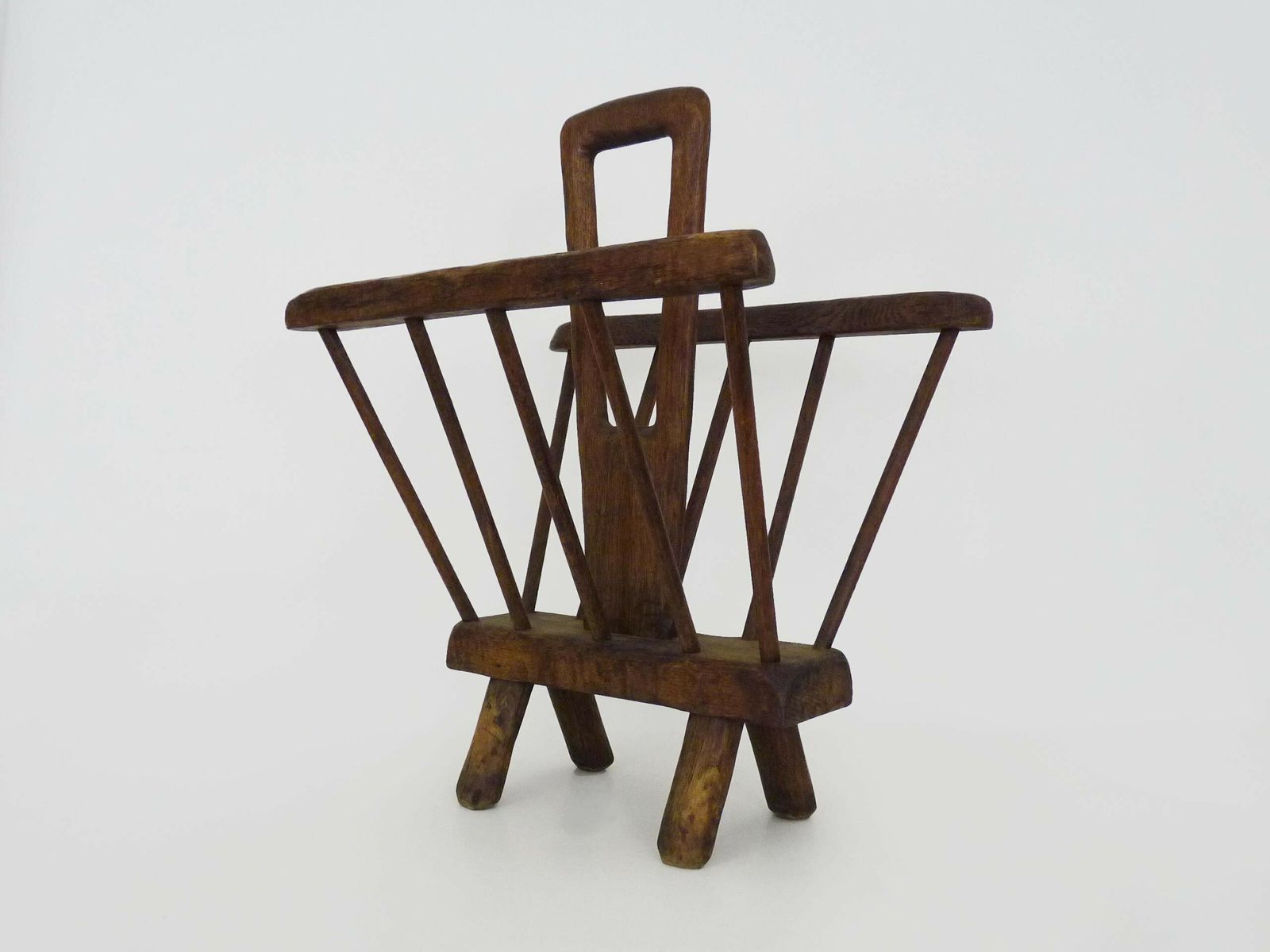 Brutalist Wooden Magazine Rack From The 1950s