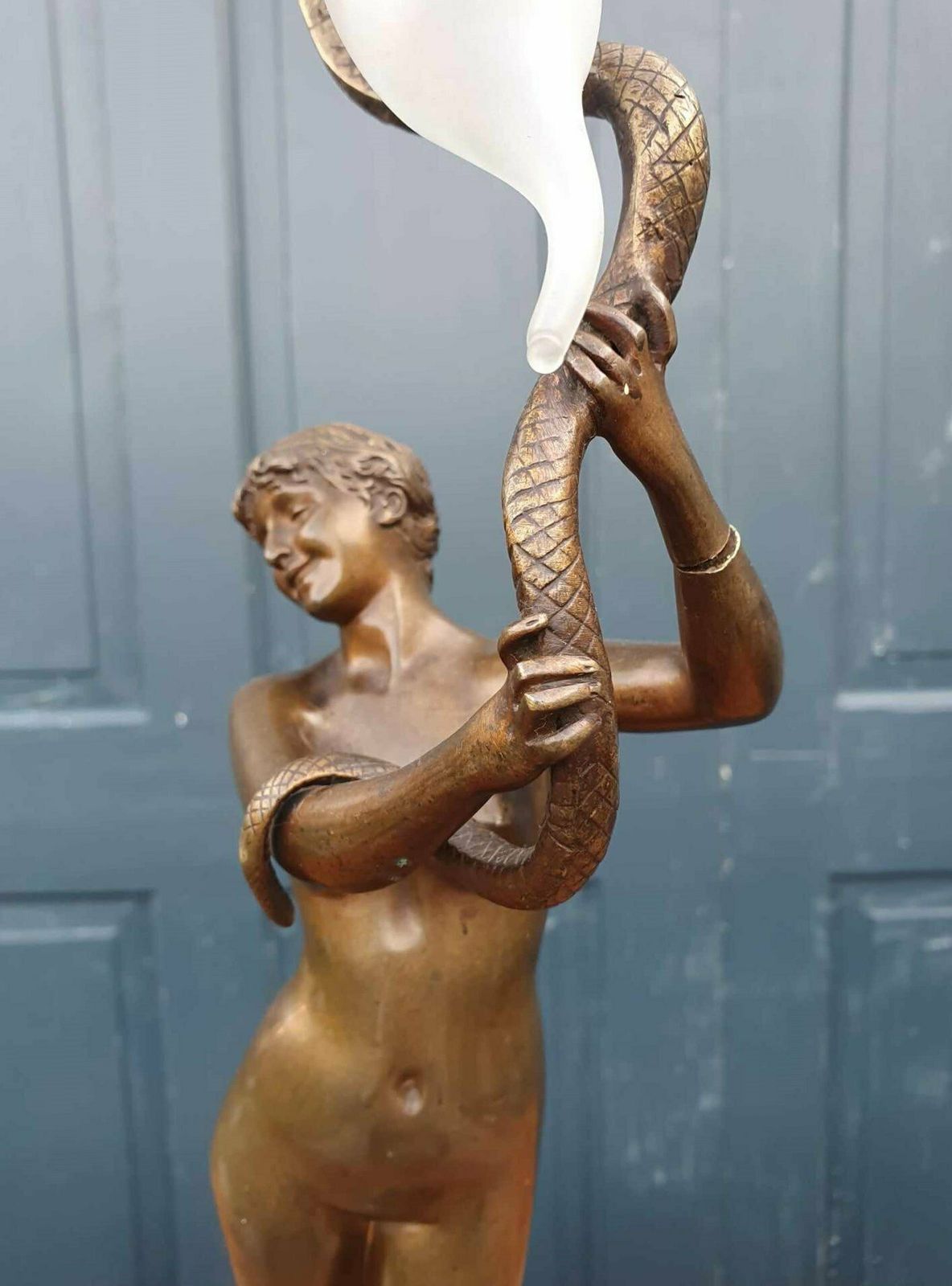 Lighting Art Nouveau Bronze Nude Snake Dancer Lamp   Dominique Van Den Bossche photo