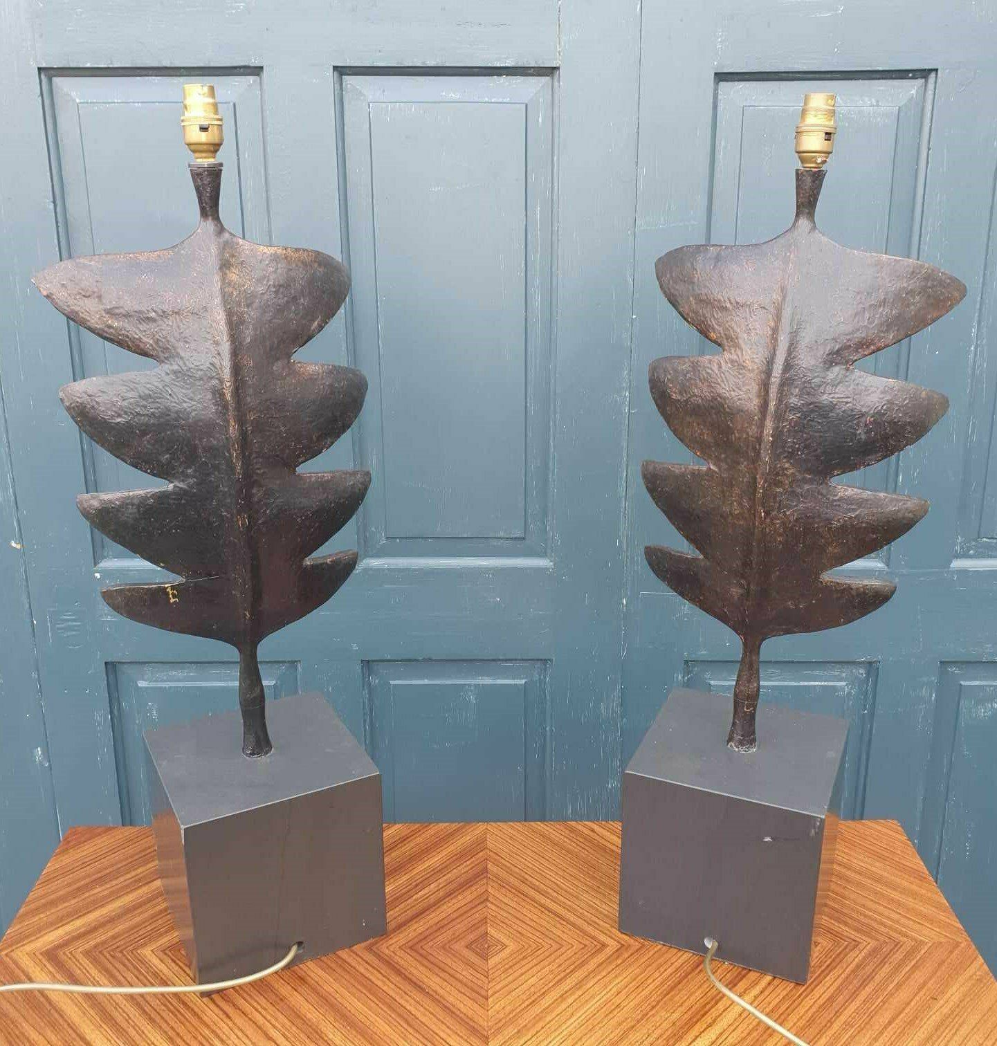 Pair Of Porta Romana "Giacometti Leaf Lamps" photo for sale