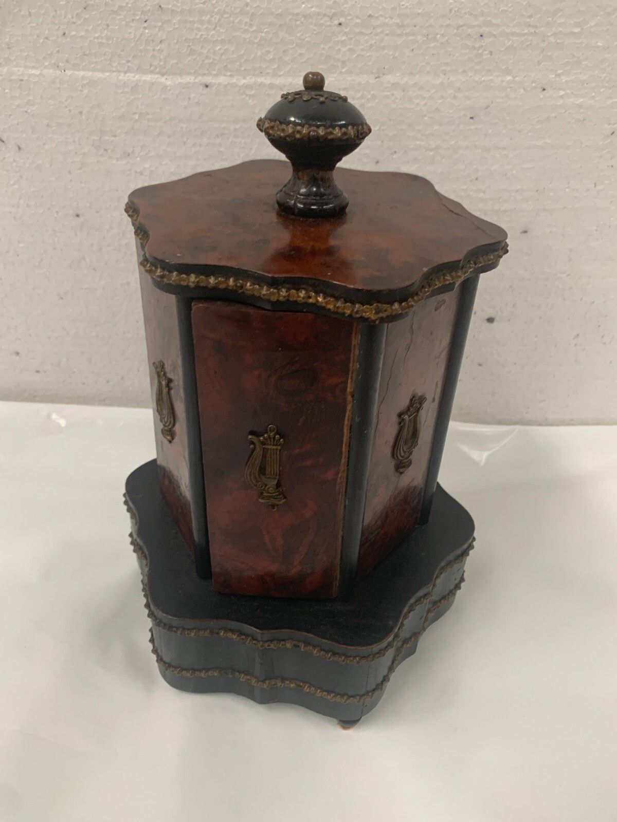 281.25 Cigar Box In The Shape Of A Merry Go Round Box Napoleon III Marquetry Ball XIX photo
