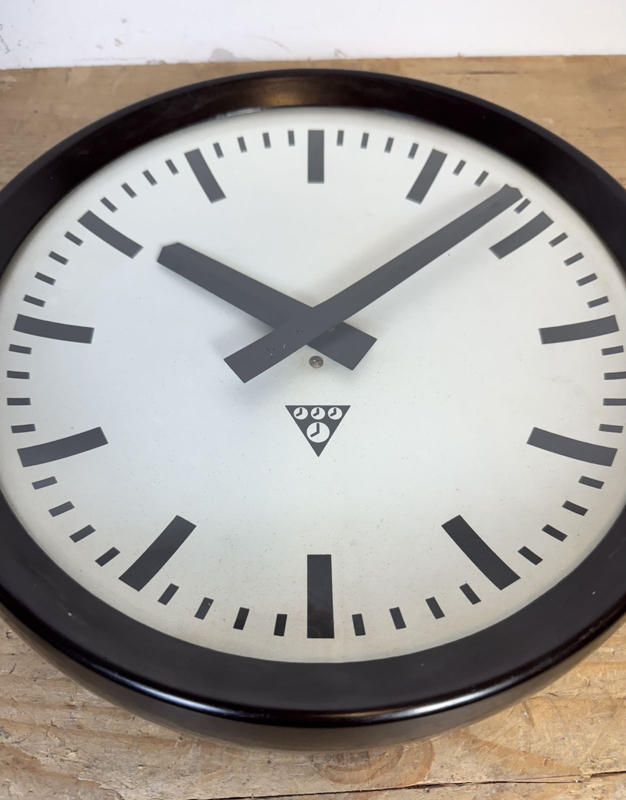 photo for sale Industrial Brown Bakelite Factory Wall Clock From Pragotron, 1960s