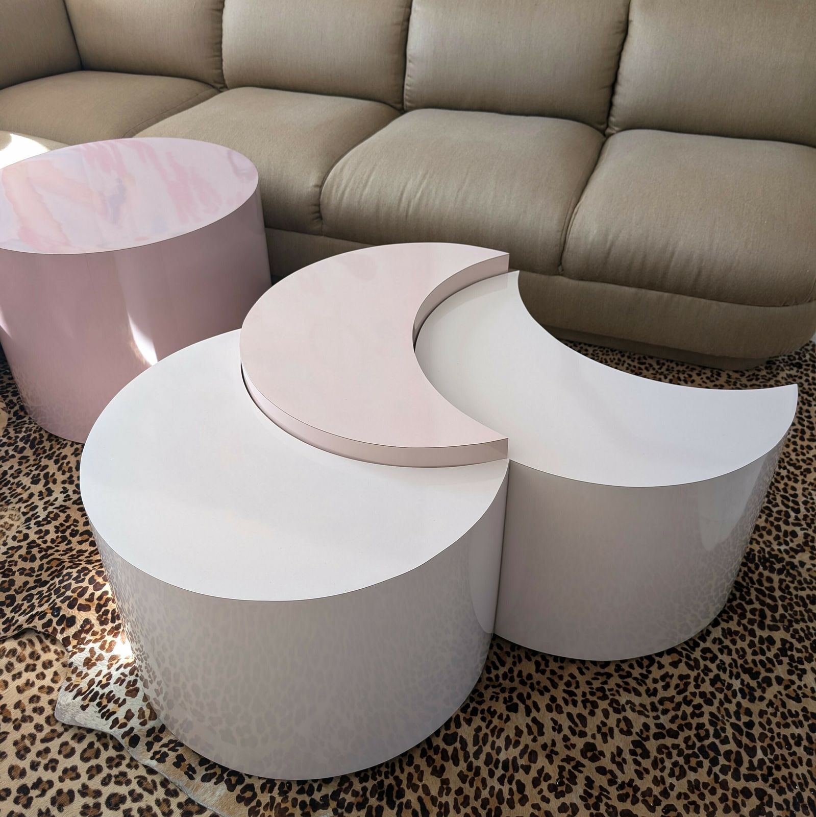 Set Of Five Vintage Post Modern Pink Laminate Modular Coffee Tables, USA, 1980s photo buy