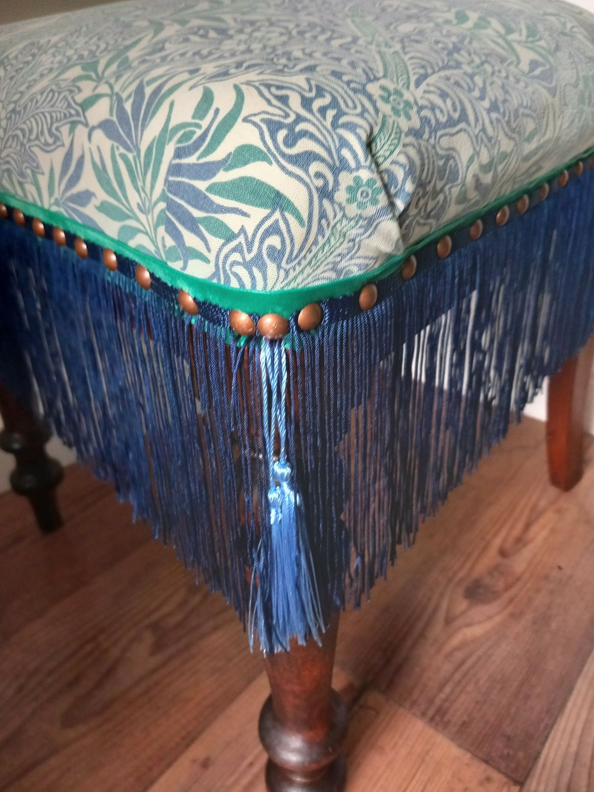 Victorian Balloon Back Chair Reupholstered With Blue Conran Habitat Medura Fabric photo for sale