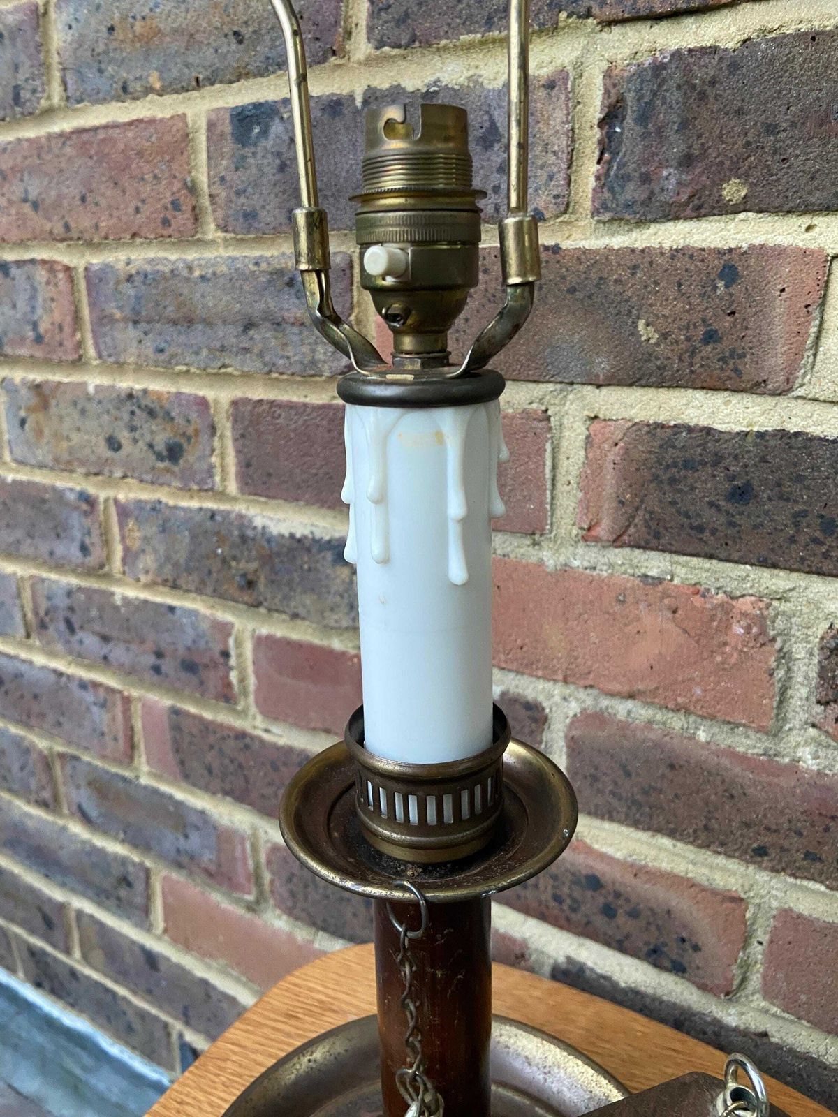 Large 1970s Mock Candlestick And Holder Lamp   Metal, Plastic And Wood, Working photo buy