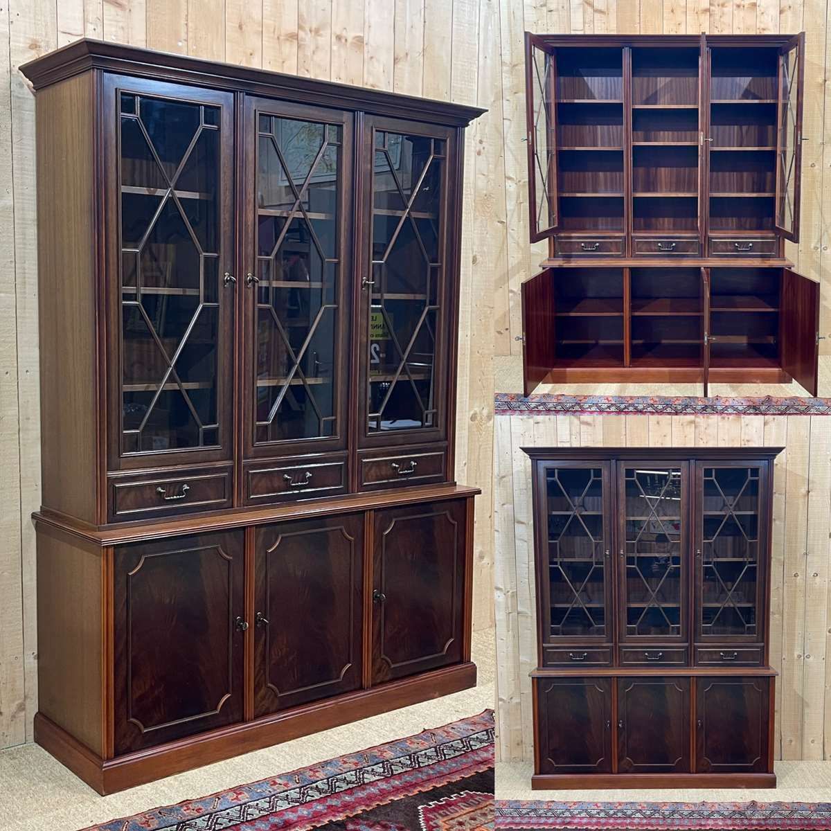 English Bookcase 2 Bodies In Mahogany, Work From The 1970s