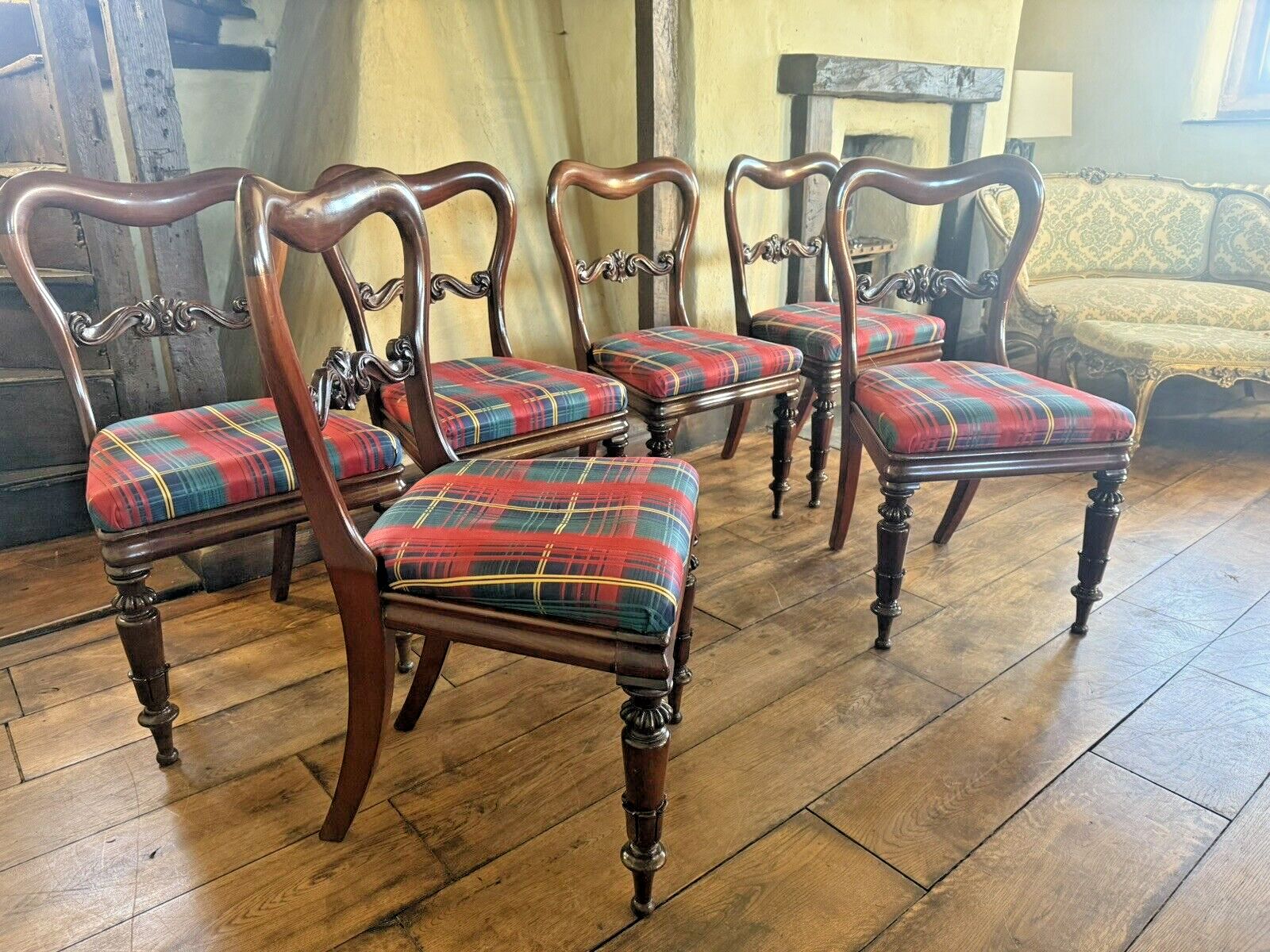 English Antique Matching Drop In Regency Balloon Back Dining Chairs Set Of 6! photo Furniture