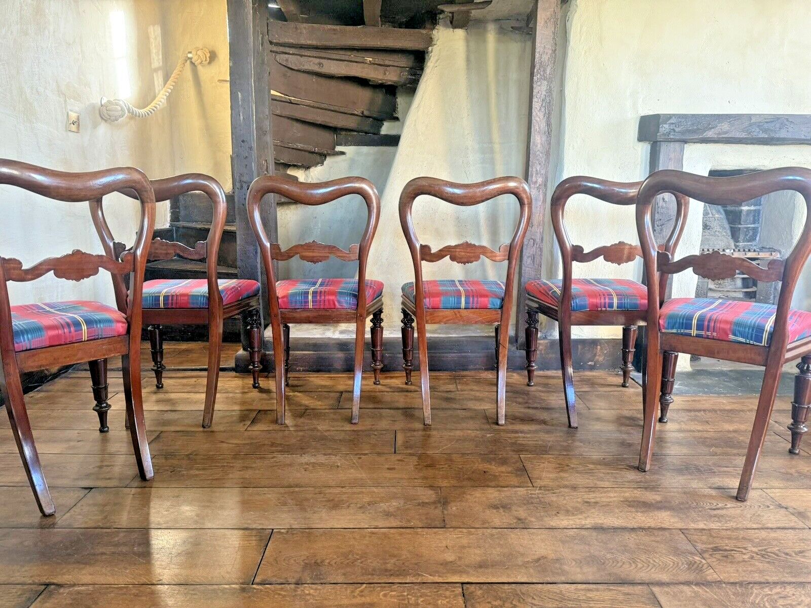 photo for sale English Antique Matching Drop In Regency Balloon Back Dining Chairs Set Of 6!