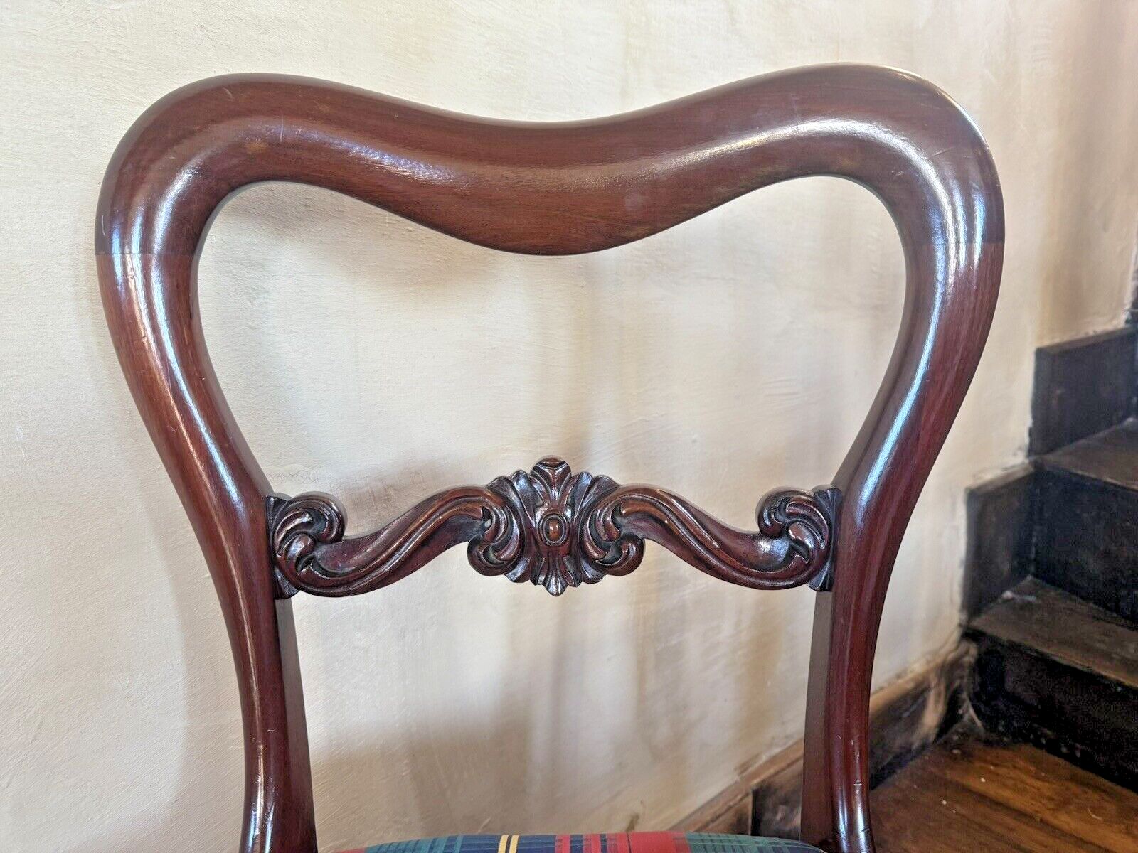 photo vinterior English Antique Matching Drop In Regency Balloon Back Dining Chairs Set Of 6!