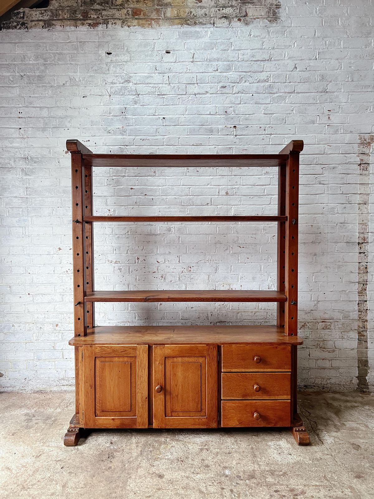 Antique Solid Oak Kitchen Shelving Unit photo furniture
