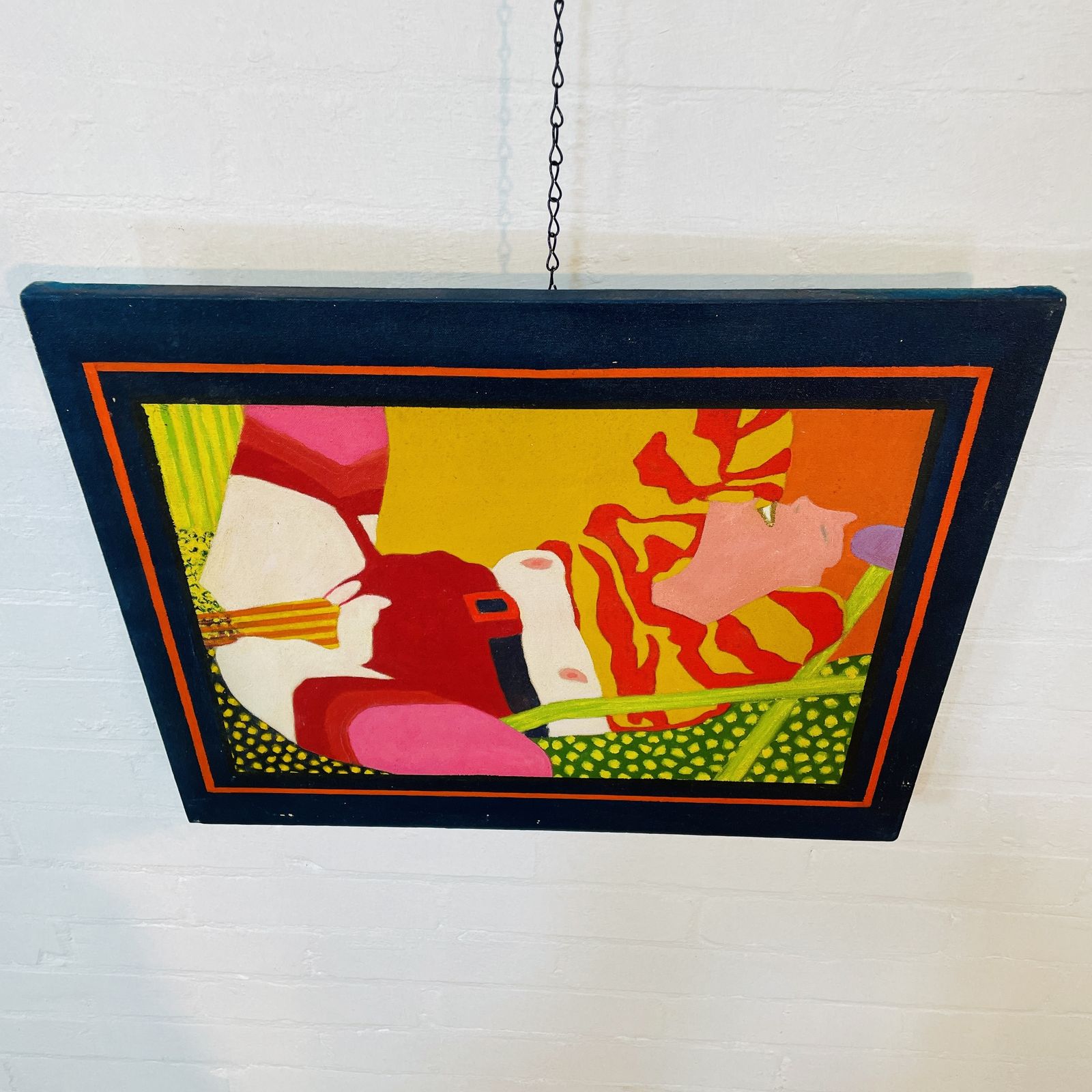 Vintage Painting On Canvas Portrait By Neil Ward Robinson 'Dreaming In The Sun' photo furniture
