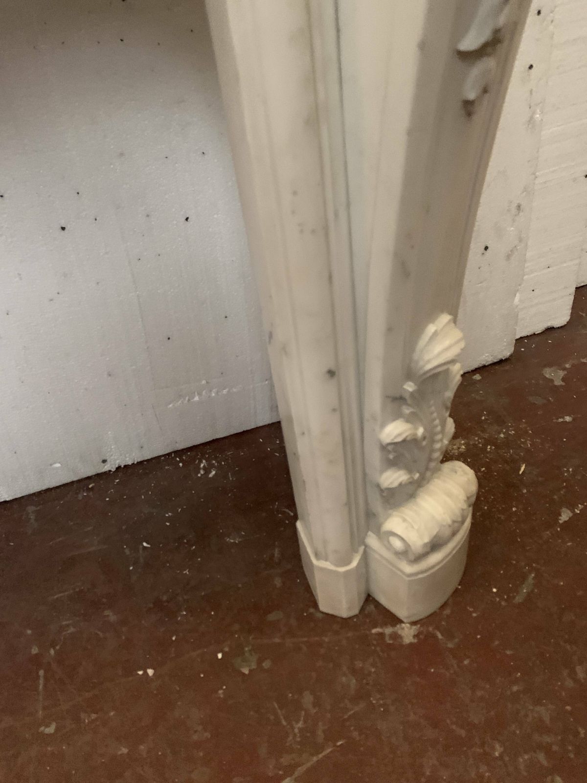 Louis XV Style Fireplace In White Carrara Marble, 19th Century photo vintage
