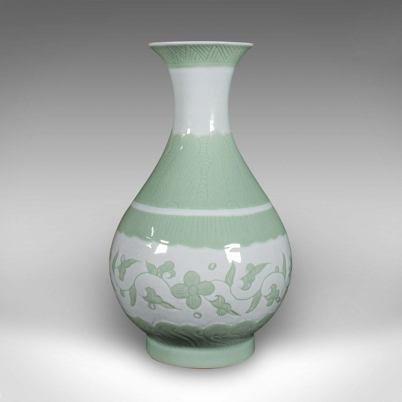 Large Antique Baluster Flower Vase, Chinese, Celadon Ceramic, Bouquet, Victorian photo furniture