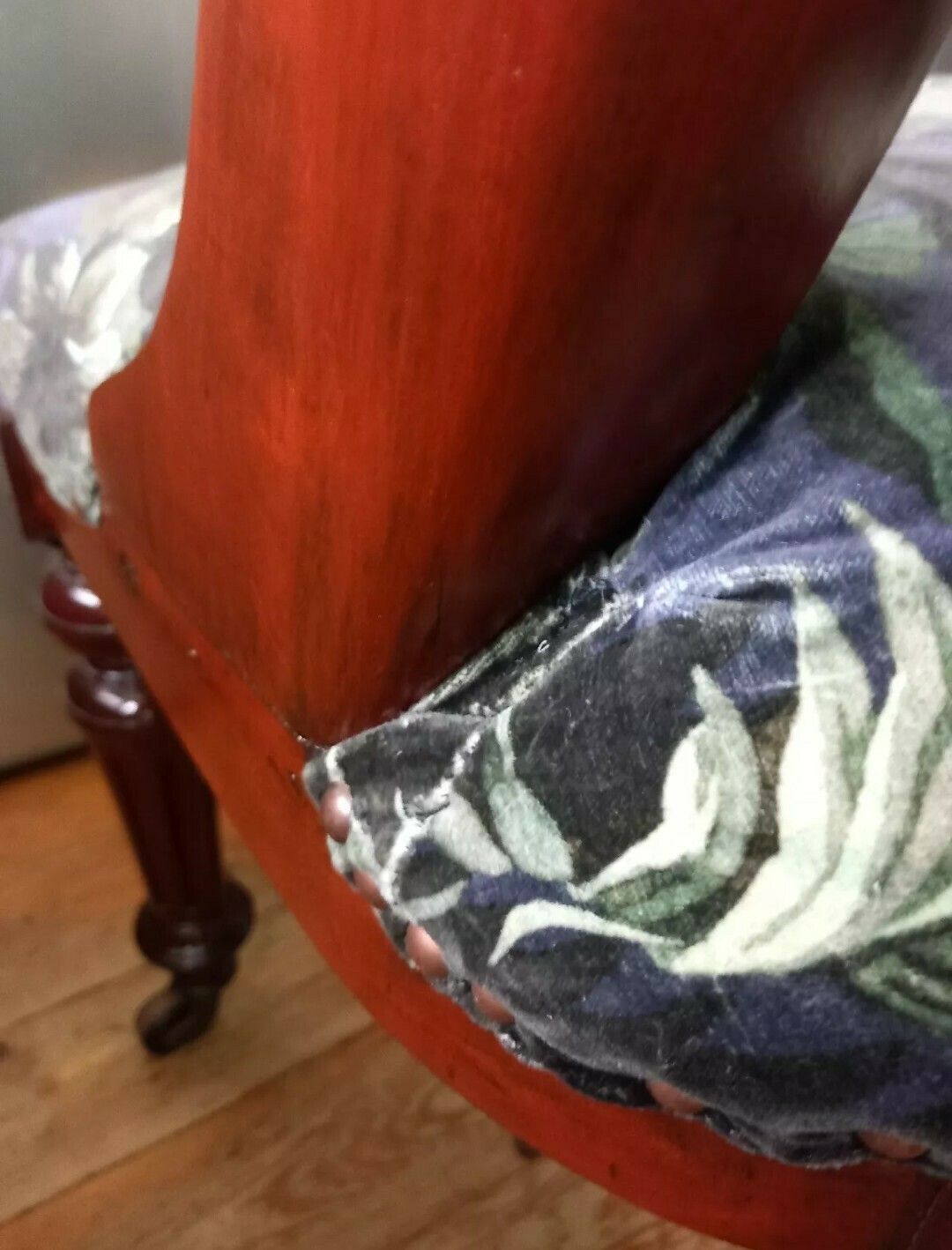 Furniture Victorian Mahoganay Solid Wood Chair With Blue House Of Hackney Velvet Limerence Fabric photo