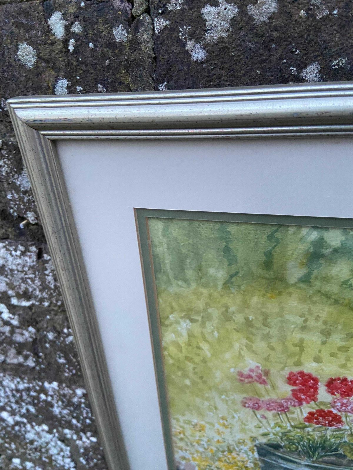 Geraniums In Urn An Original Watercolour By Nigel Fox Bassett 2003; Professionally Mounted And Framed. photo for sale