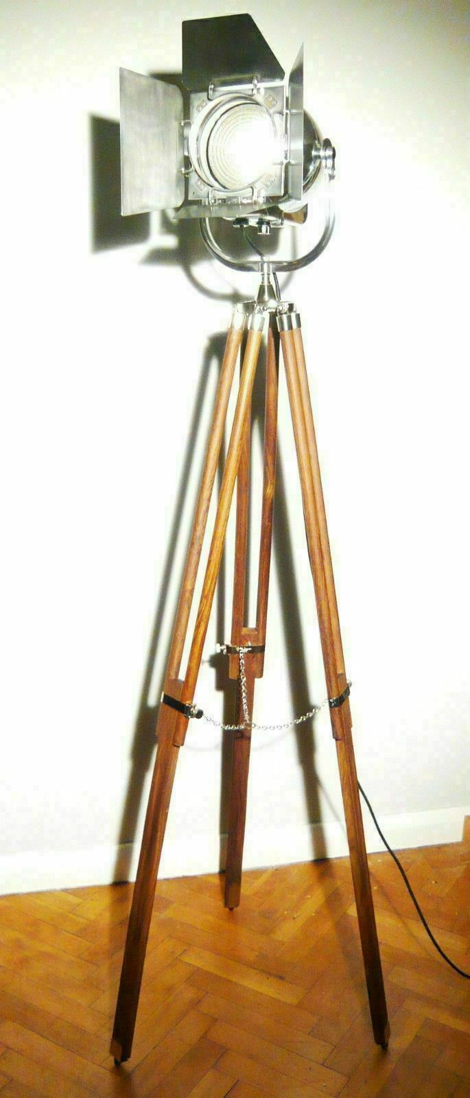 Vintage British Strand Patt 123 Industrial Theatre Spot Lamp Art Deco Film Floor Light Wood Movie Lantern Tripod 50's Cinema Mid Century Eames photo buy