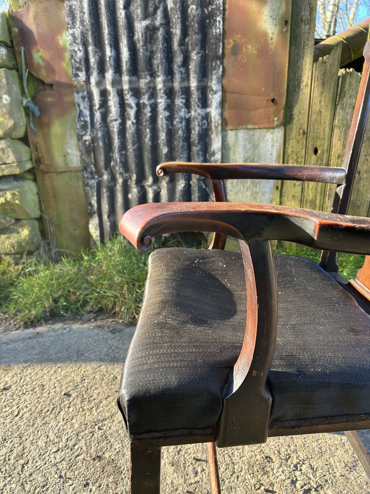 photo for sale Georgian Mahogany Large Proportion Open Arm Desk Chair