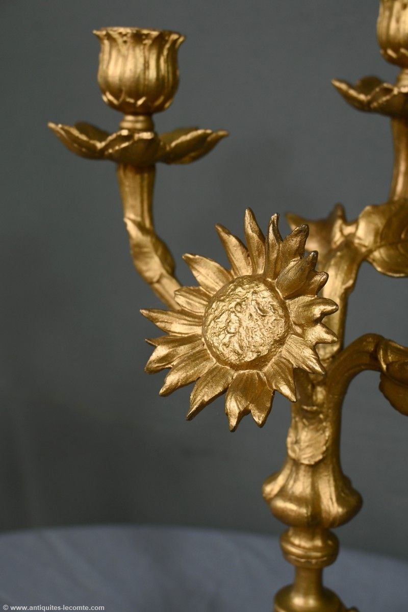 460.0 Pair Of Candelabra In Golden Regulate And Onyx – 1940 photo
