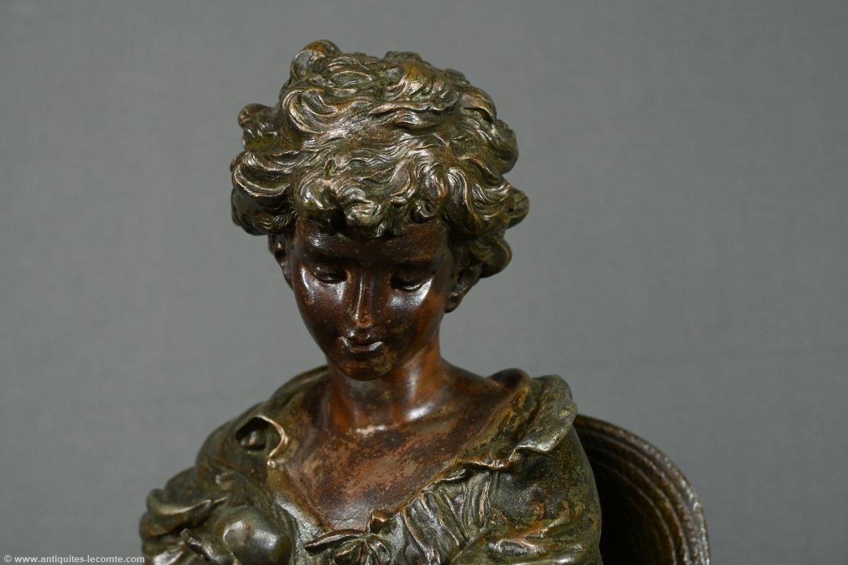 Regulate And Marble Clock, Titled “Gardener”, Signed A. Moreau – Late 19th Century photo vintage